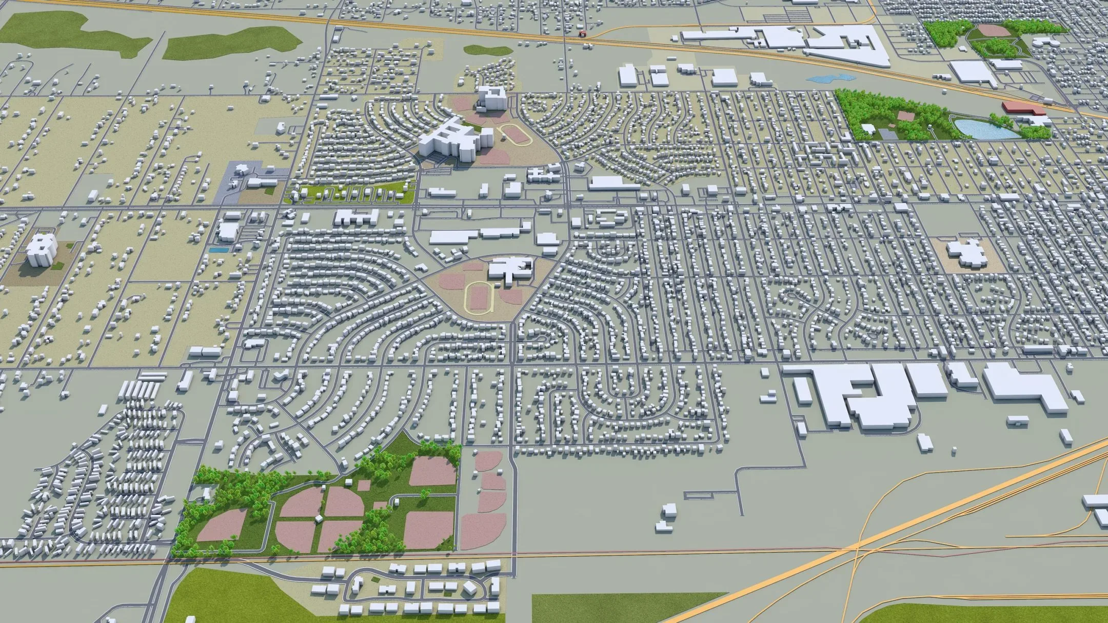 South Bend city Indiana USA 3d model 25km
