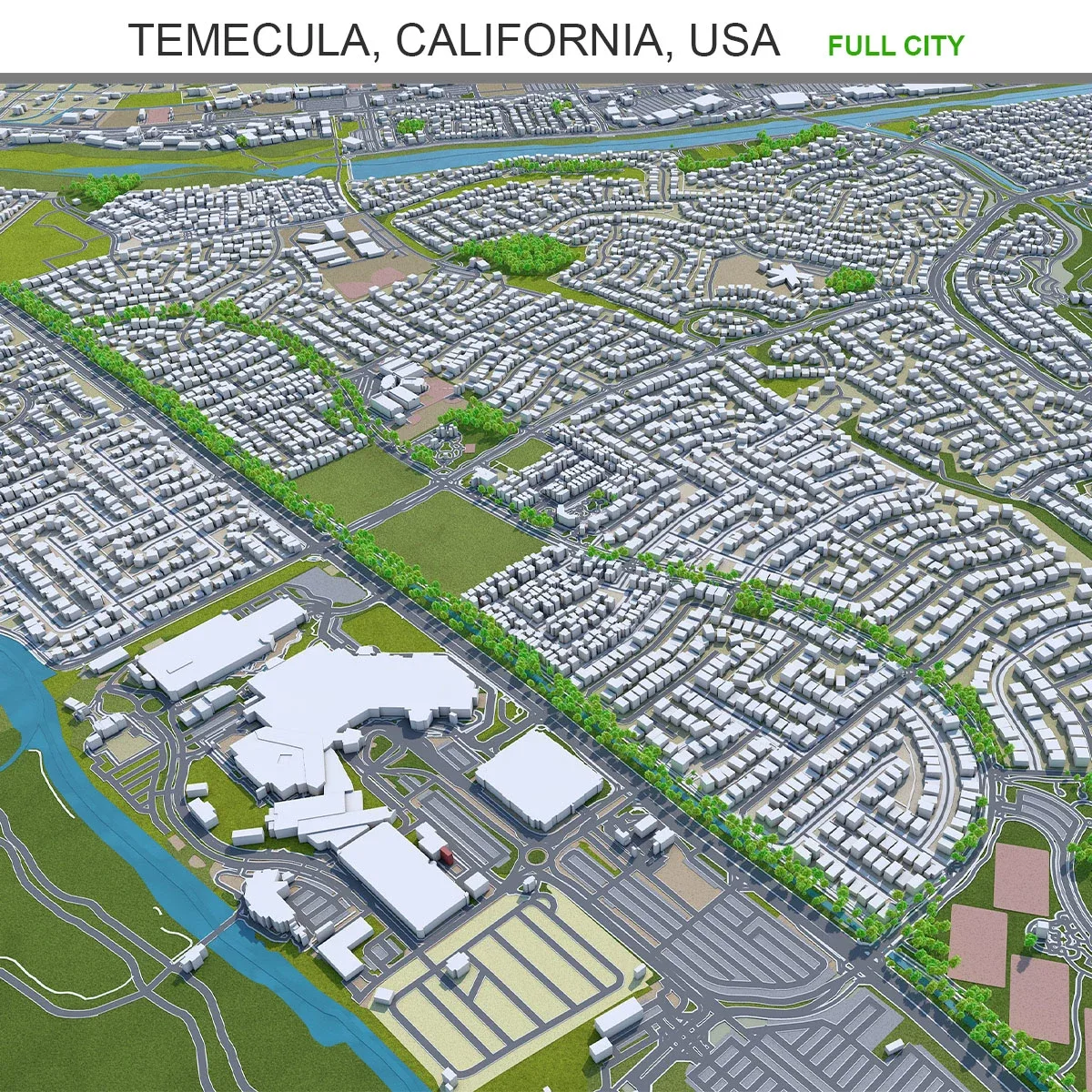 Temecula city California USA 3d model 20km