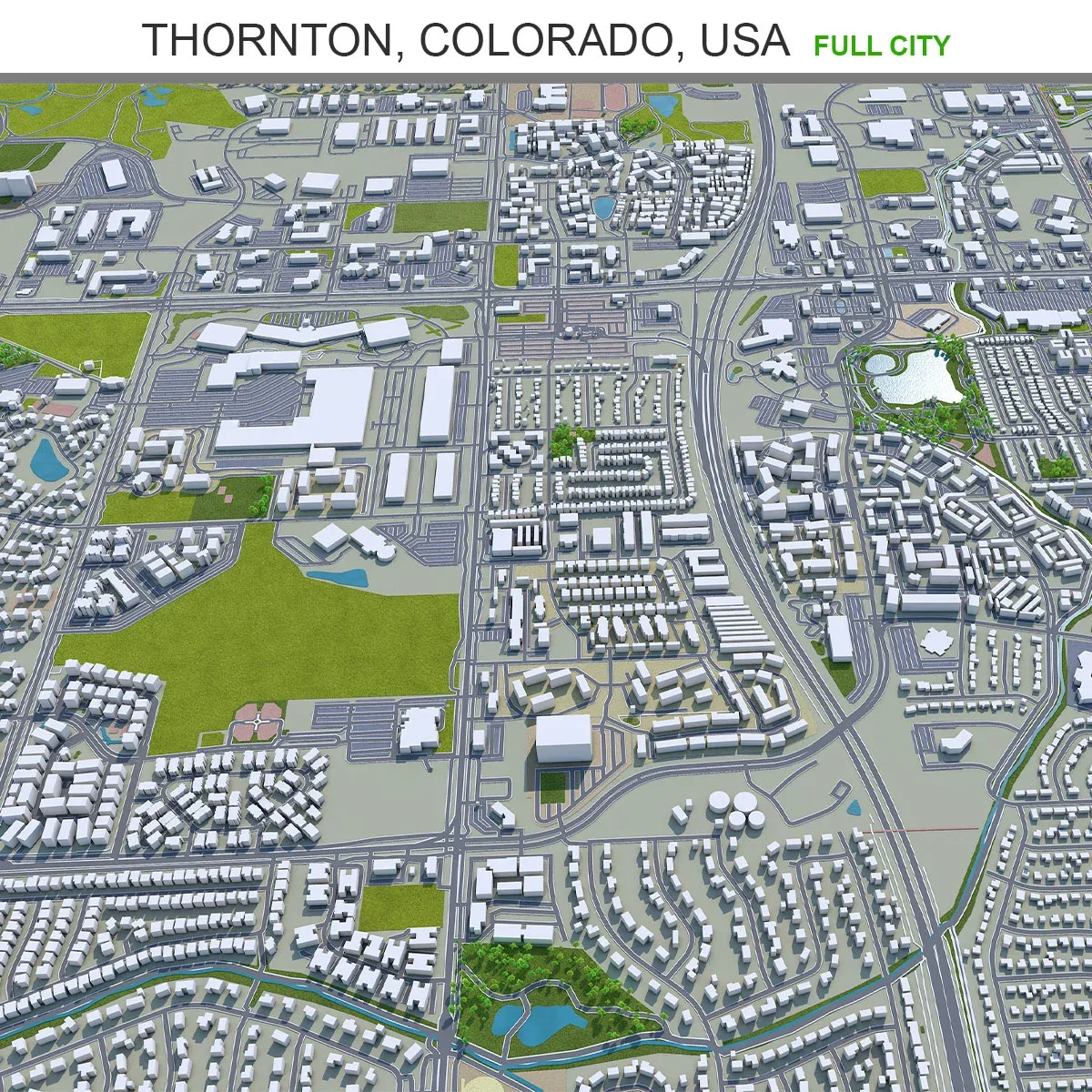 Thornton city Colorado USA 3d model 30km