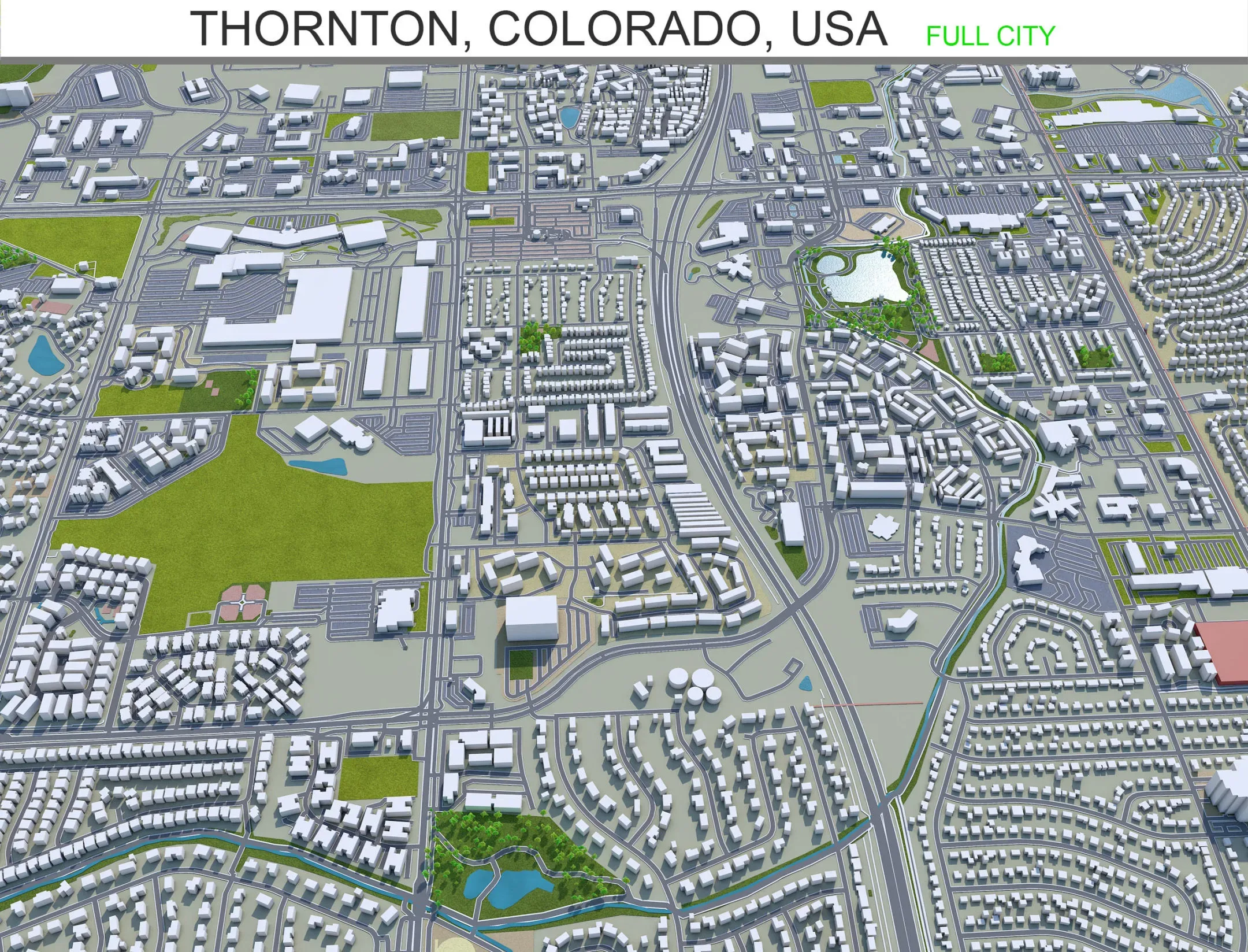 Thornton city Colorado USA 3d model 30km