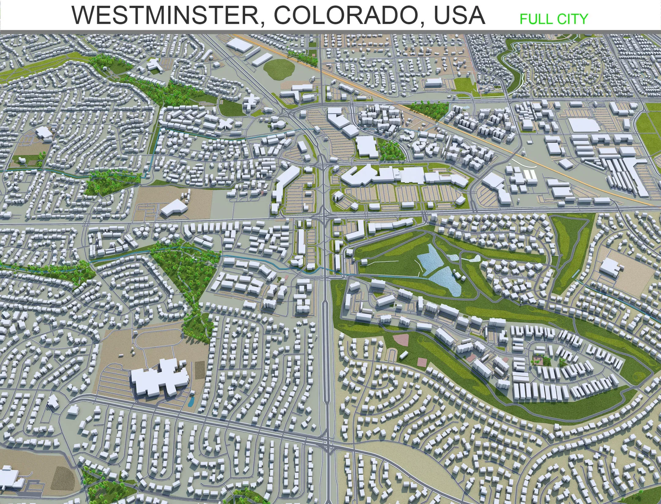 Westminster city Colorado USA 3d model 30km