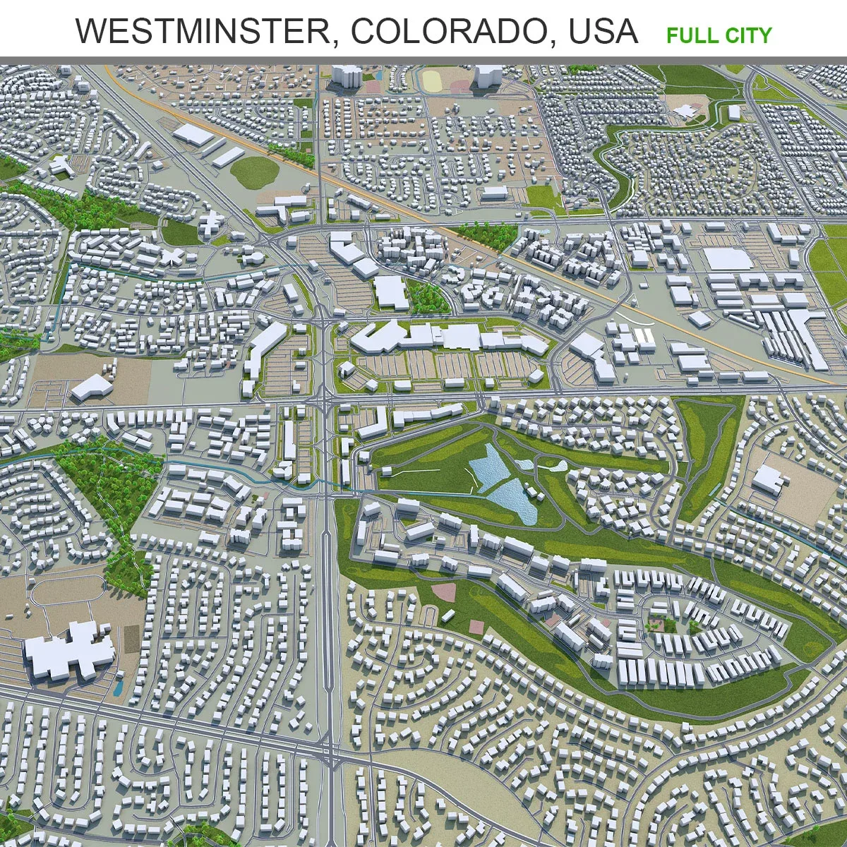 Westminster city Colorado USA 3d model 30km