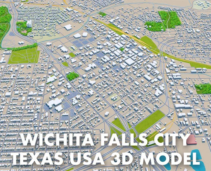 Wichita Falls city Texas USA 3d model 30km