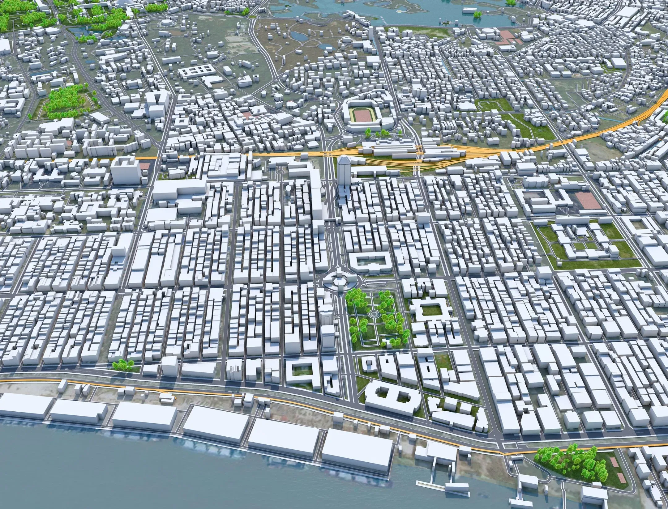 Yangon city Myanmar 3d model 60km