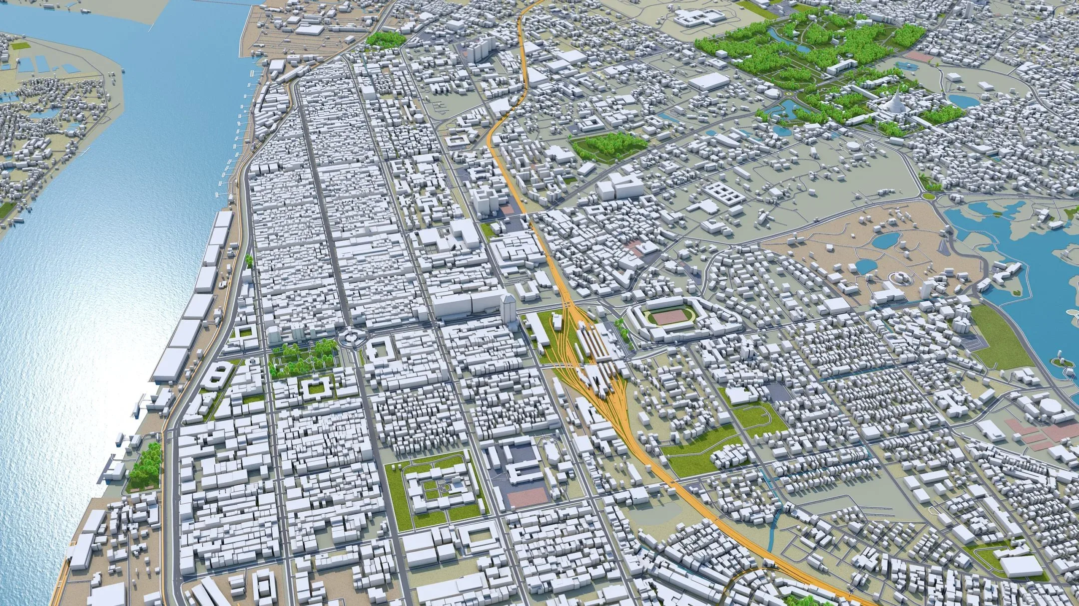 Yangon city Myanmar 3d model 60km