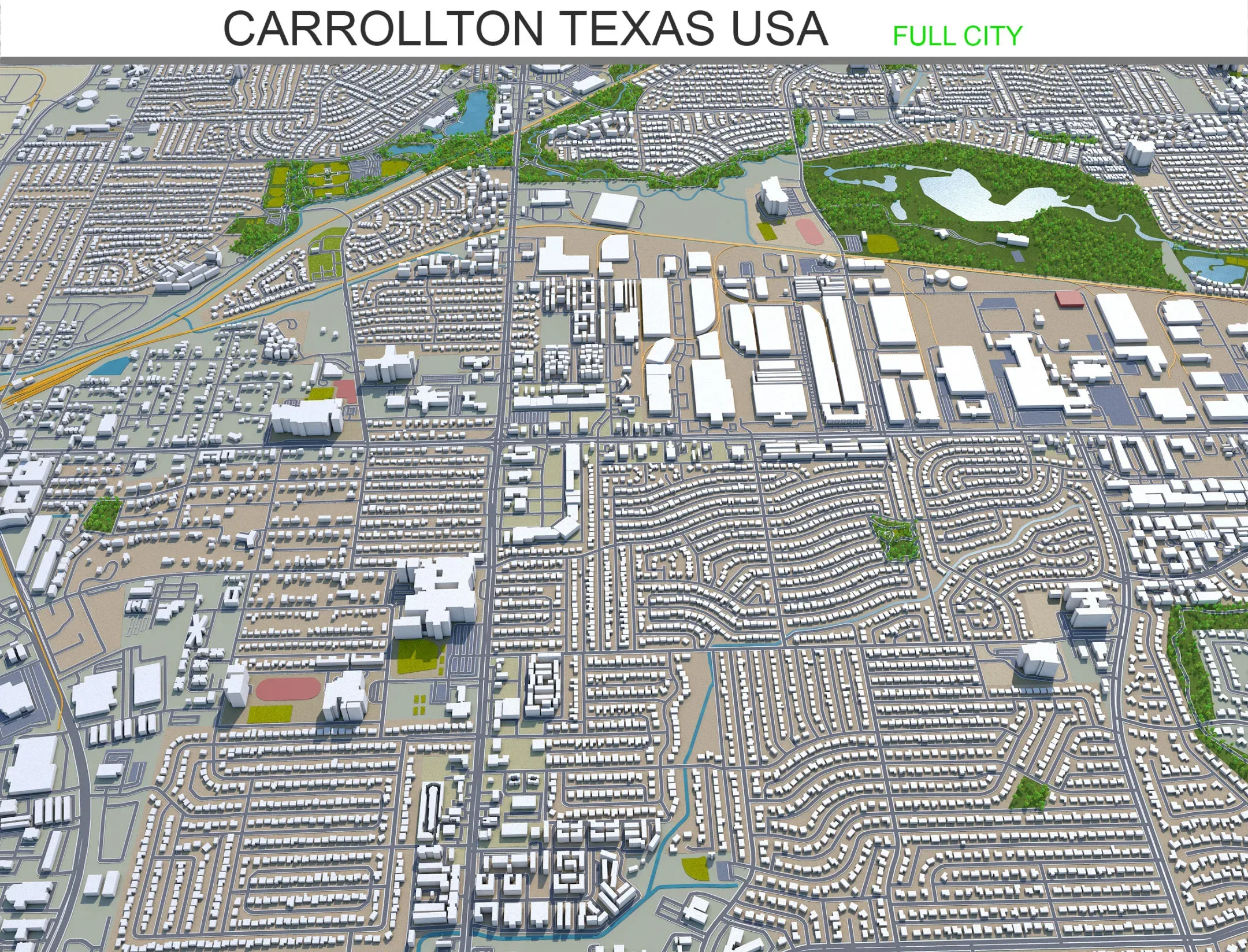 Carrollton city Texas USA 3d model 25km