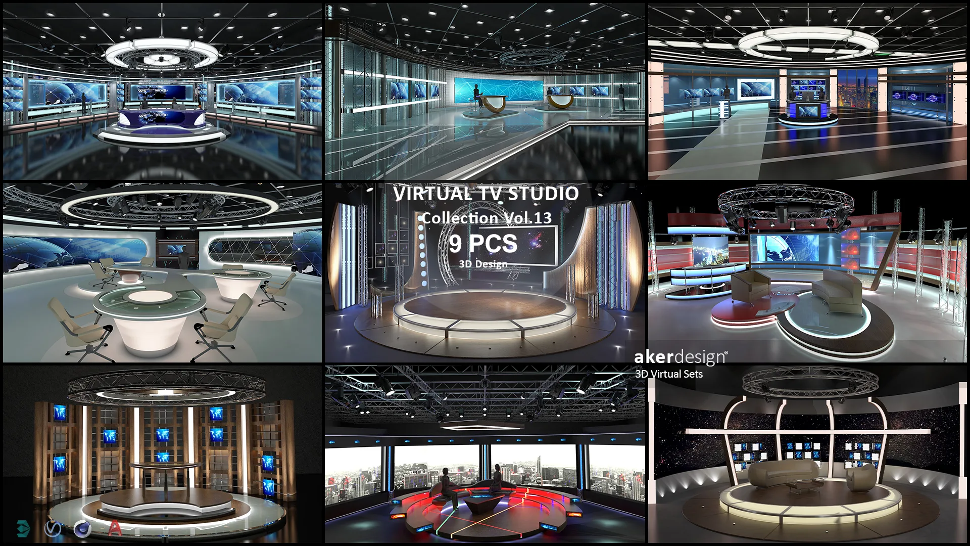 Virtual TV Studio Sets - Collection Vol 13 - 9 PCS DESIGN