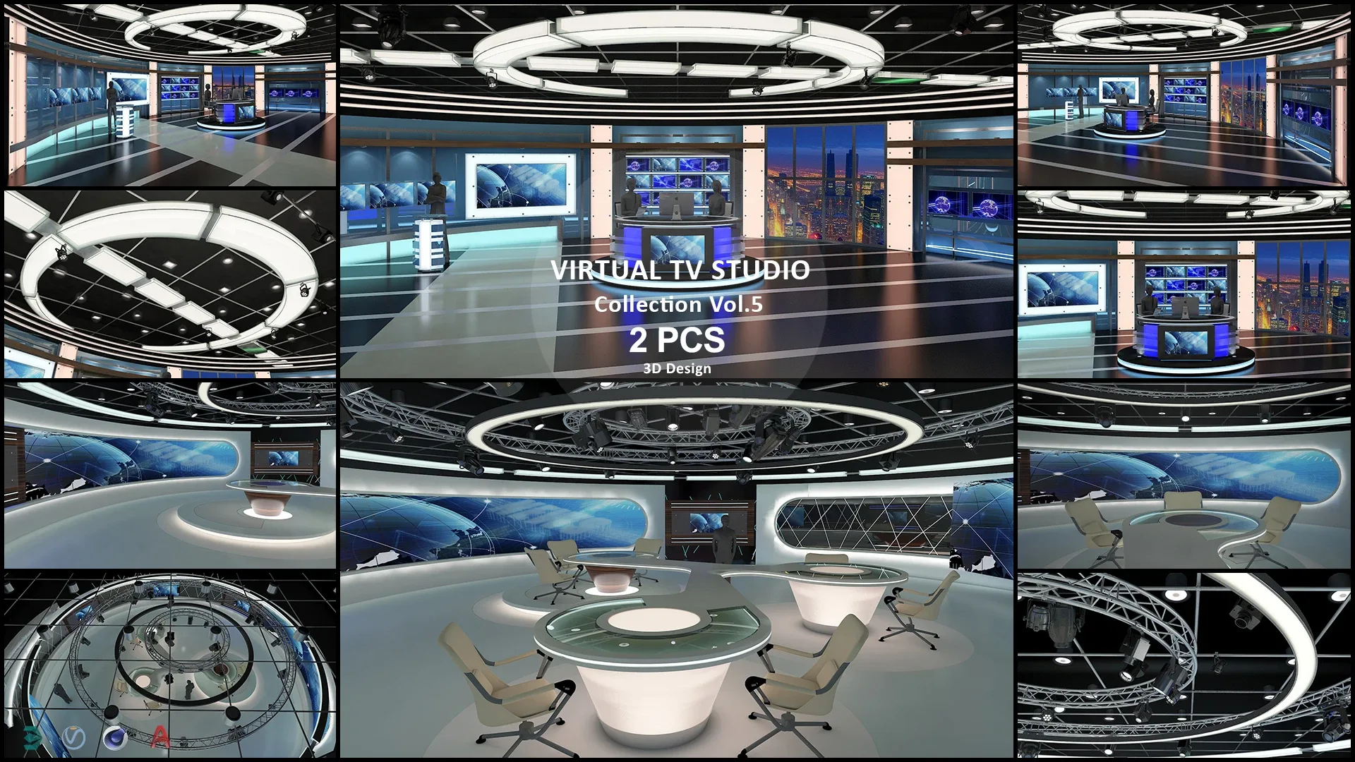 Virtual TV Studio Sets - Collection Vol 13 - 9 PCS DESIGN