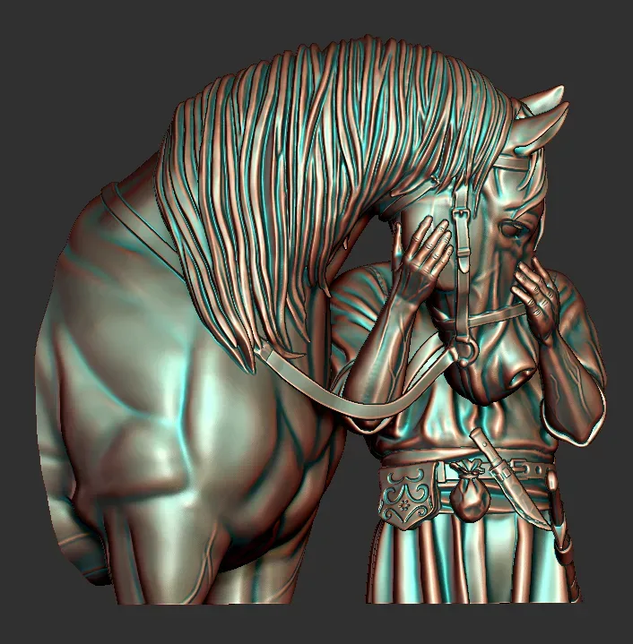 Kozak with a Horse 3D Print Model