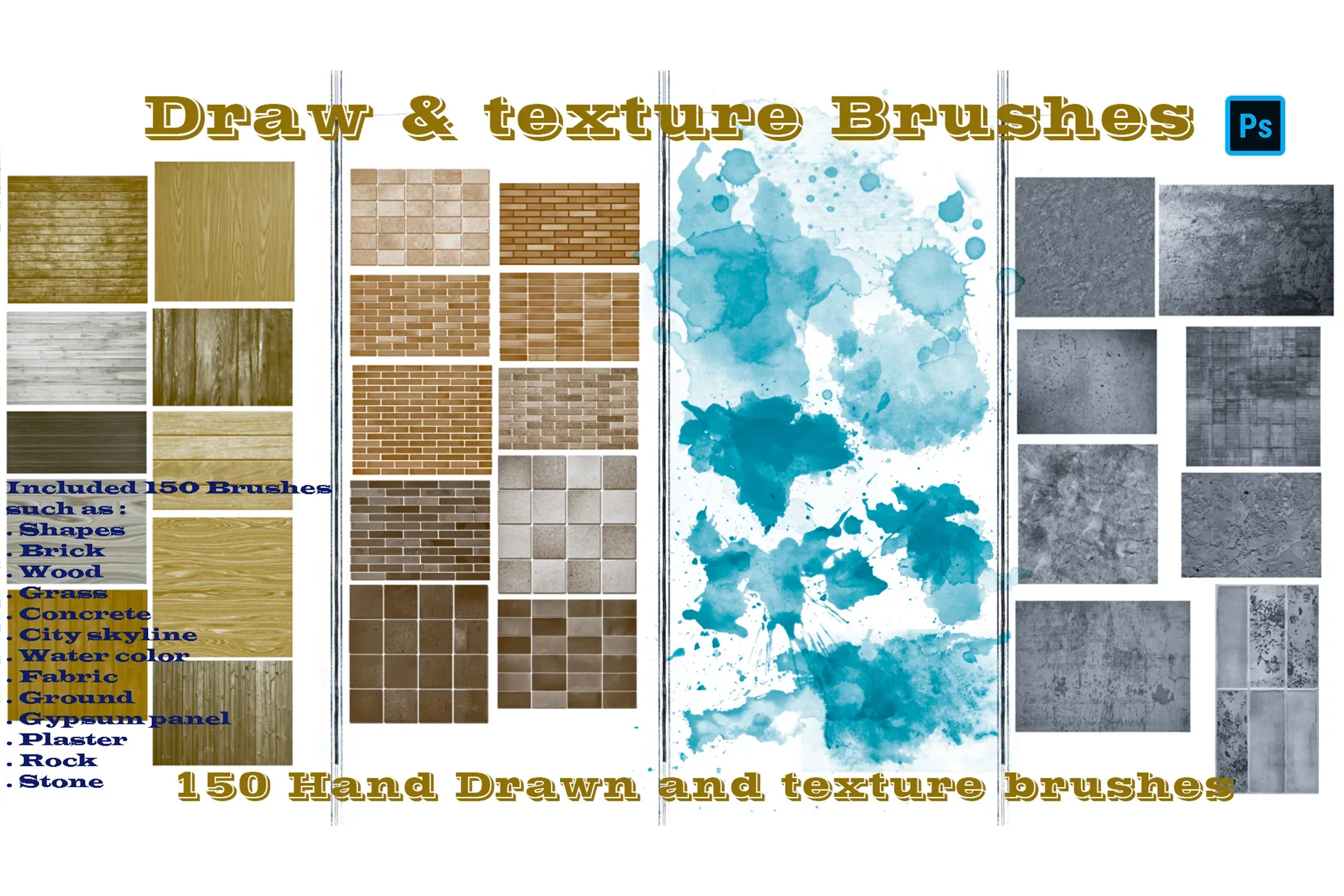 150 Hand Drawn and Texture Brushes