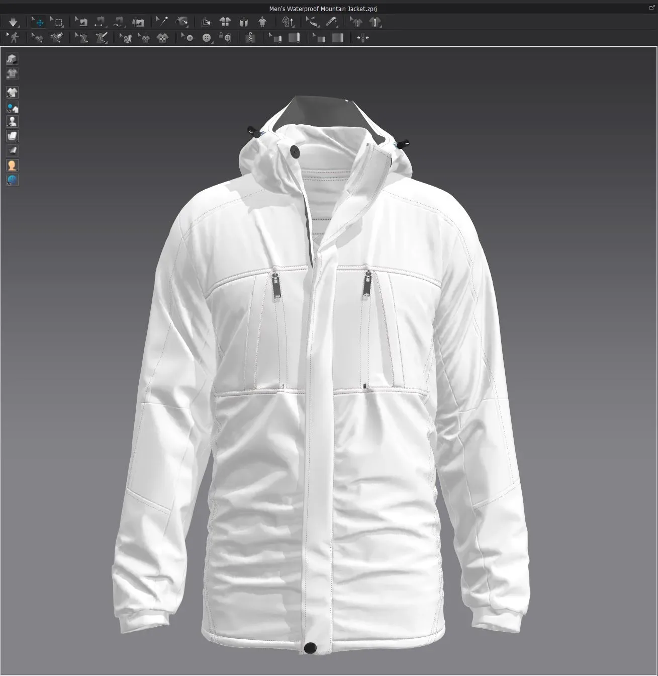 Men's Waterproof Mountain Jacket, Marvelous Designer, Clo3d