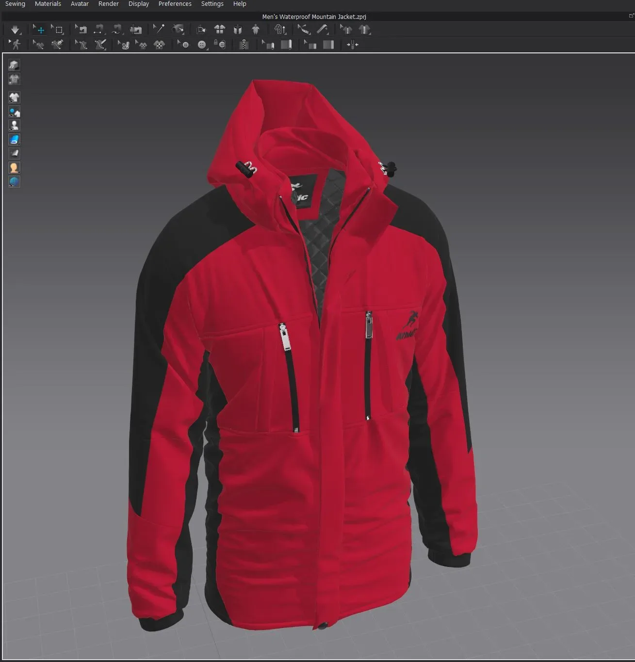 Men's Waterproof Mountain Jacket, Marvelous Designer, Clo3d