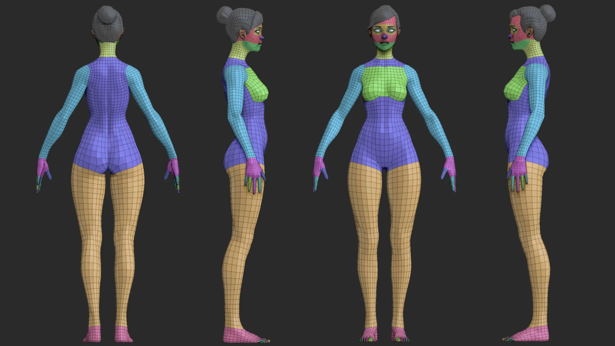 Full Female Body Topology and UV map