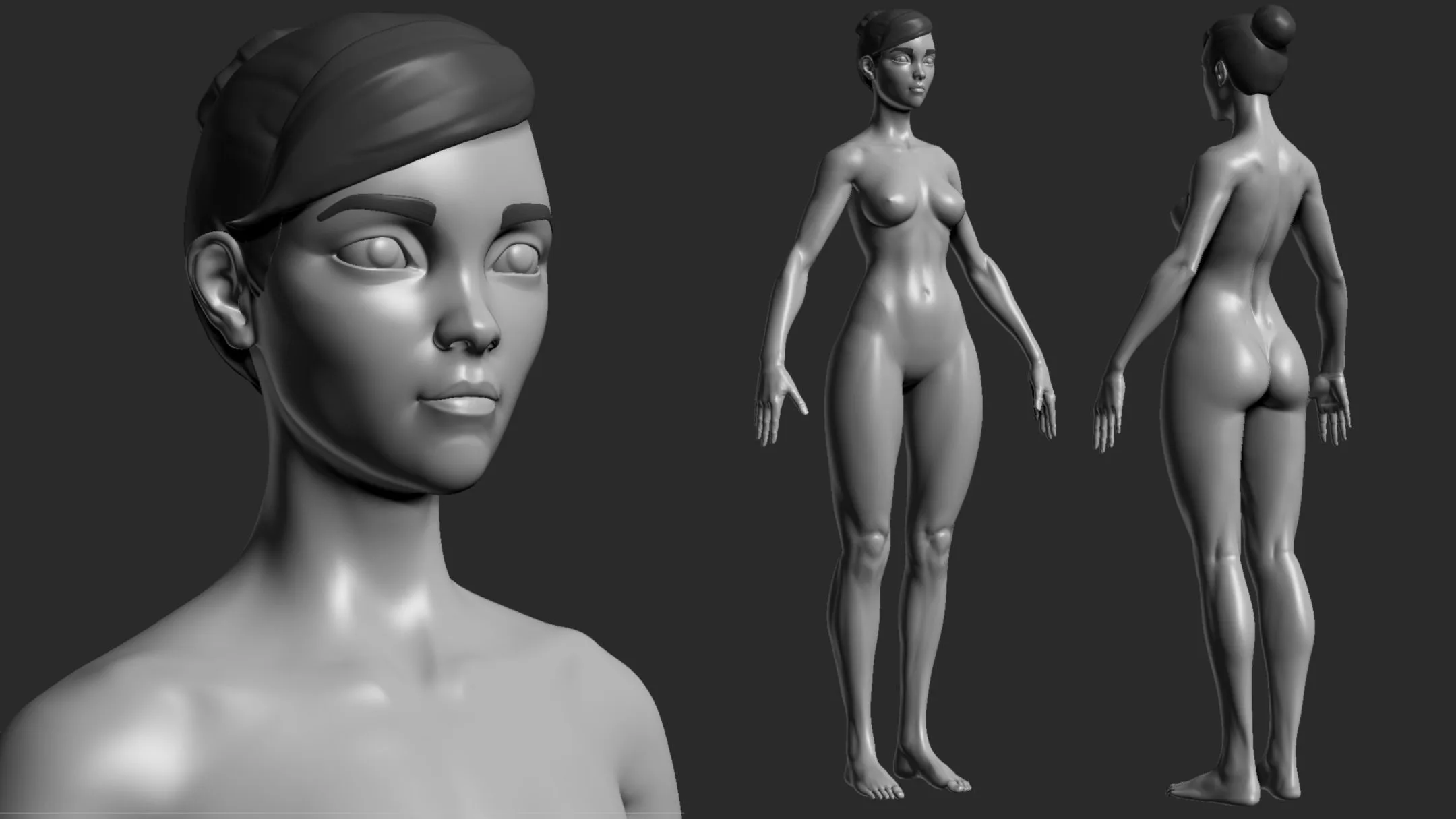 Full Female Body Topology and UV map