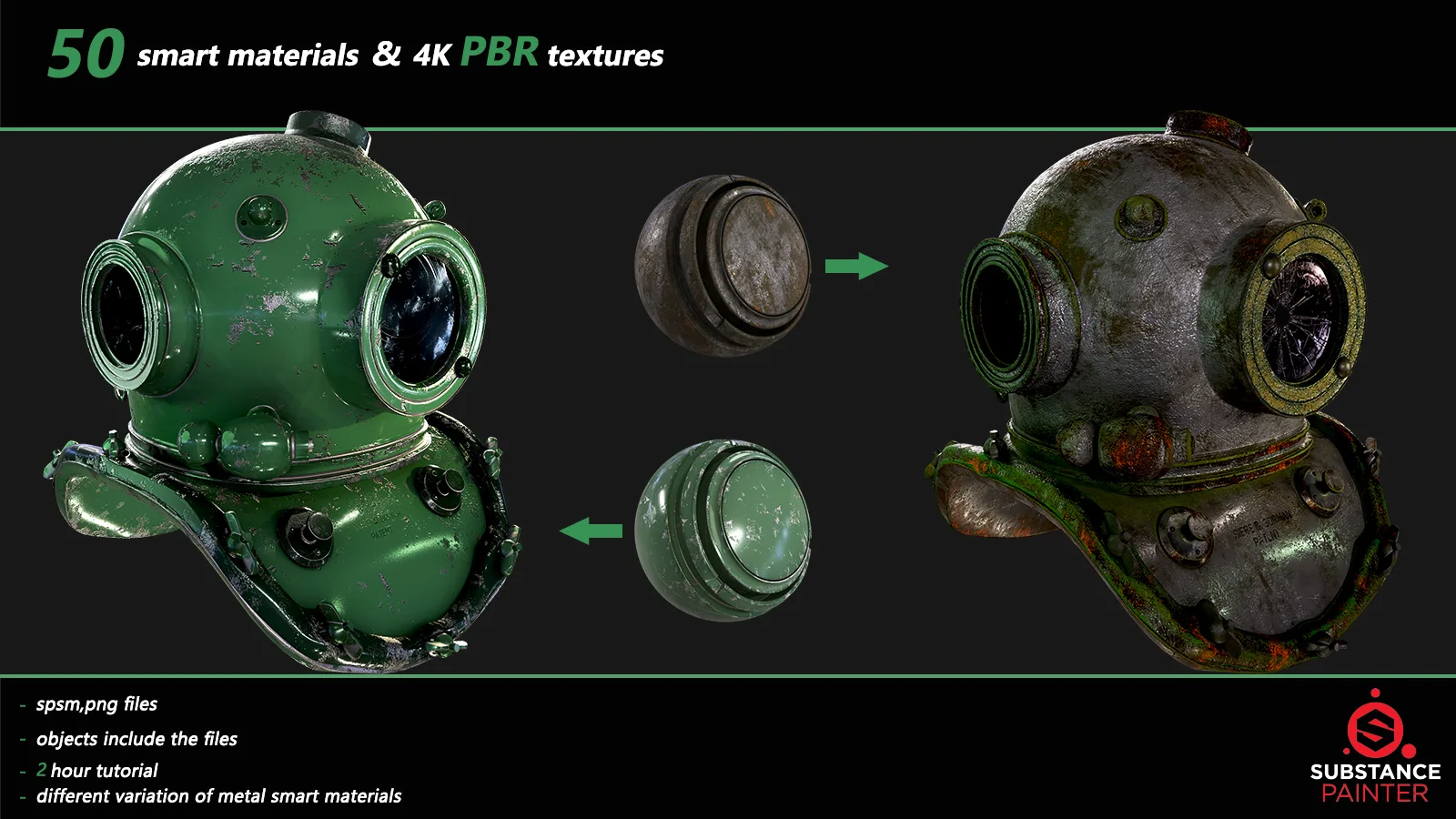 50 Metal Smart Materials + 4k PBR Texture + Tutorial