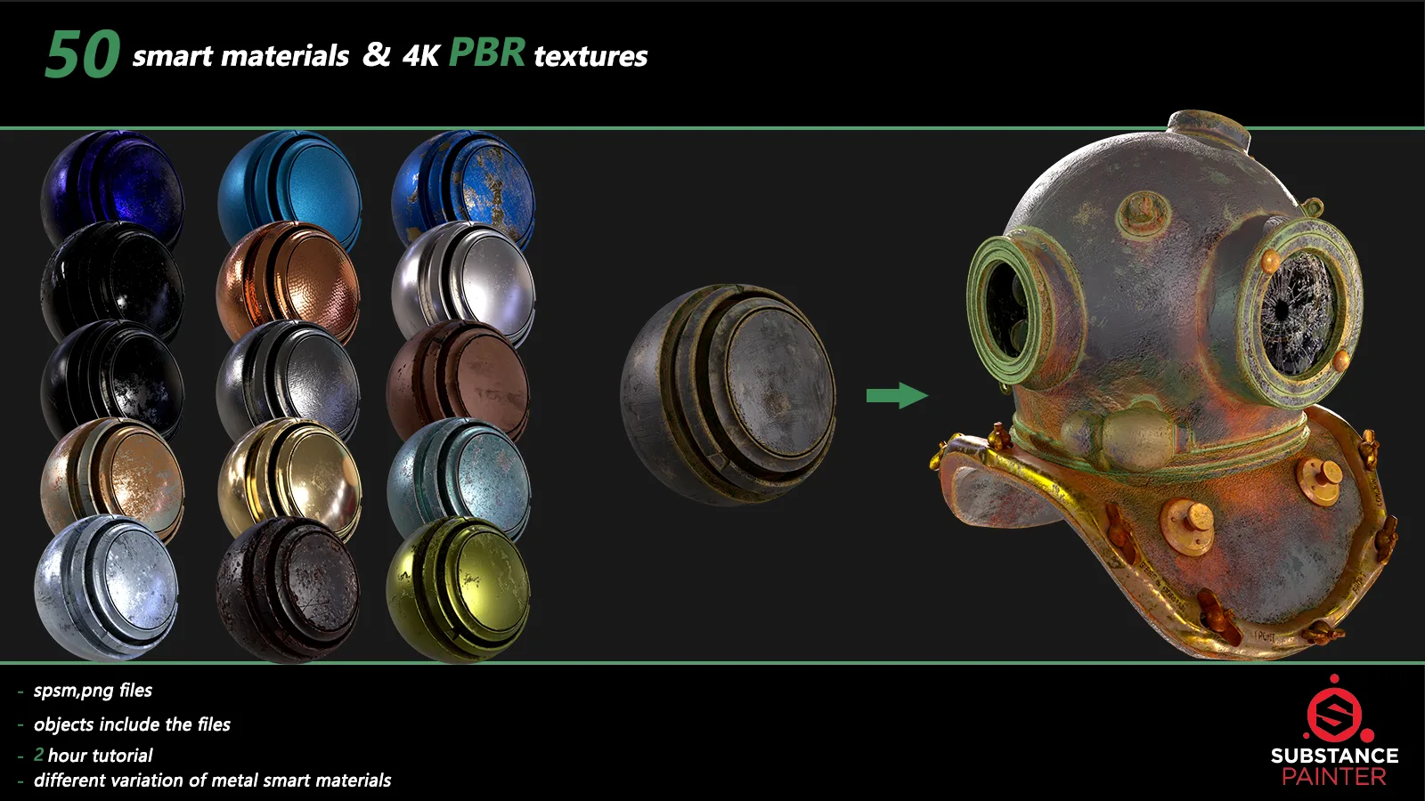 50 Metal Smart Materials + 4k PBR Texture + Tutorial