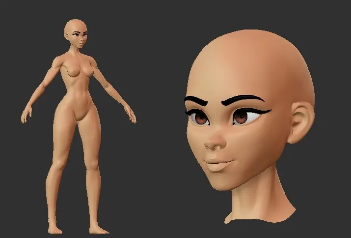 Stylized Female Basemesh v2 .ZTL .blend .fbx