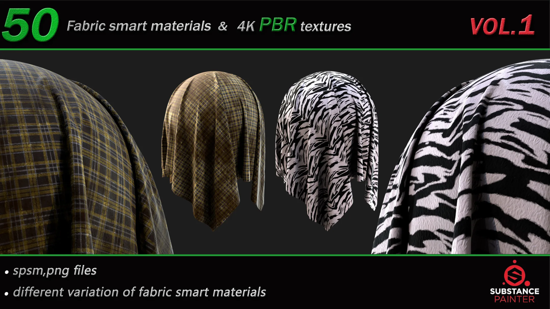 50 High Quality Fabric Smart Material Bundle + 4K PBR Texture_VOL.1