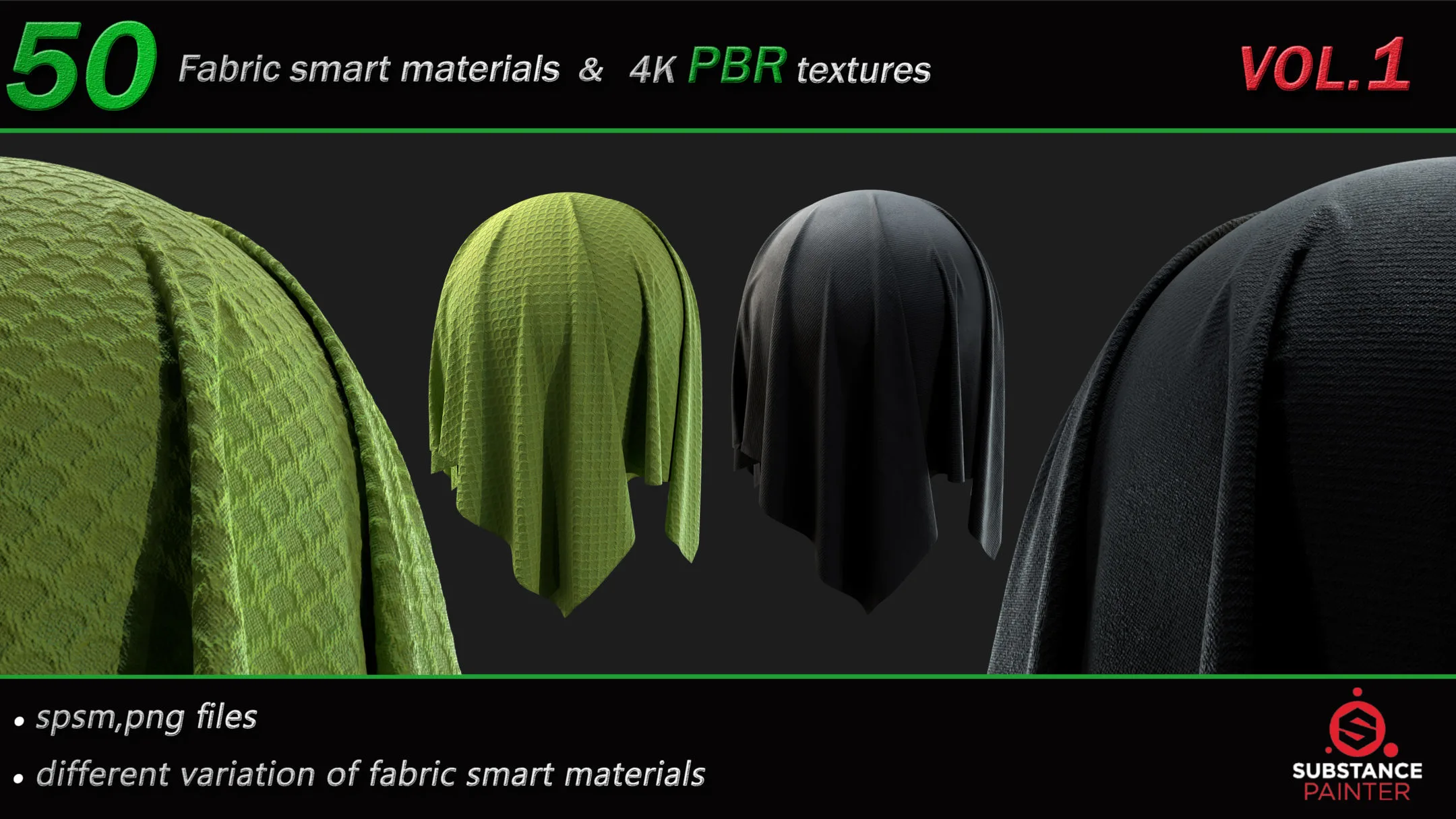 50 High Quality Fabric Smart Material Bundle + 4K PBR Texture_VOL.1