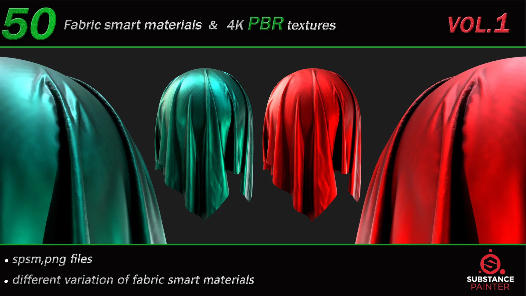 50 High Quality Fabric Smart Material Bundle + 4K PBR Texture_VOL.1