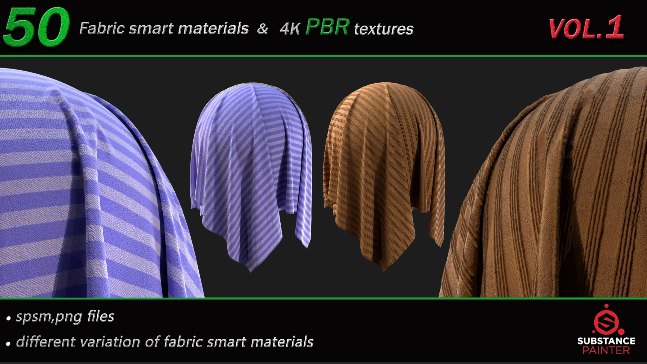 50 High Quality Fabric Smart Material Bundle + 4K PBR Texture_VOL.1