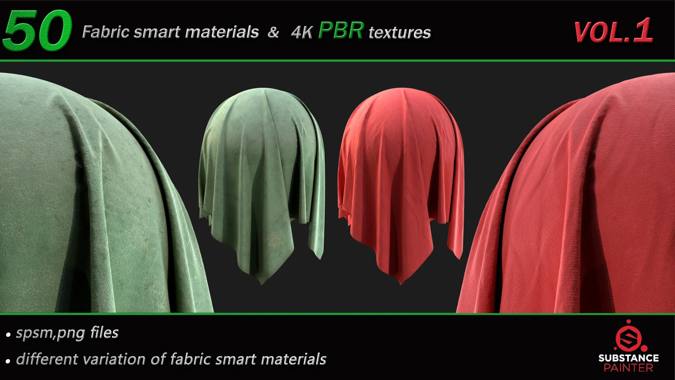 50 High Quality Fabric Smart Material Bundle + 4K PBR Texture_VOL.1