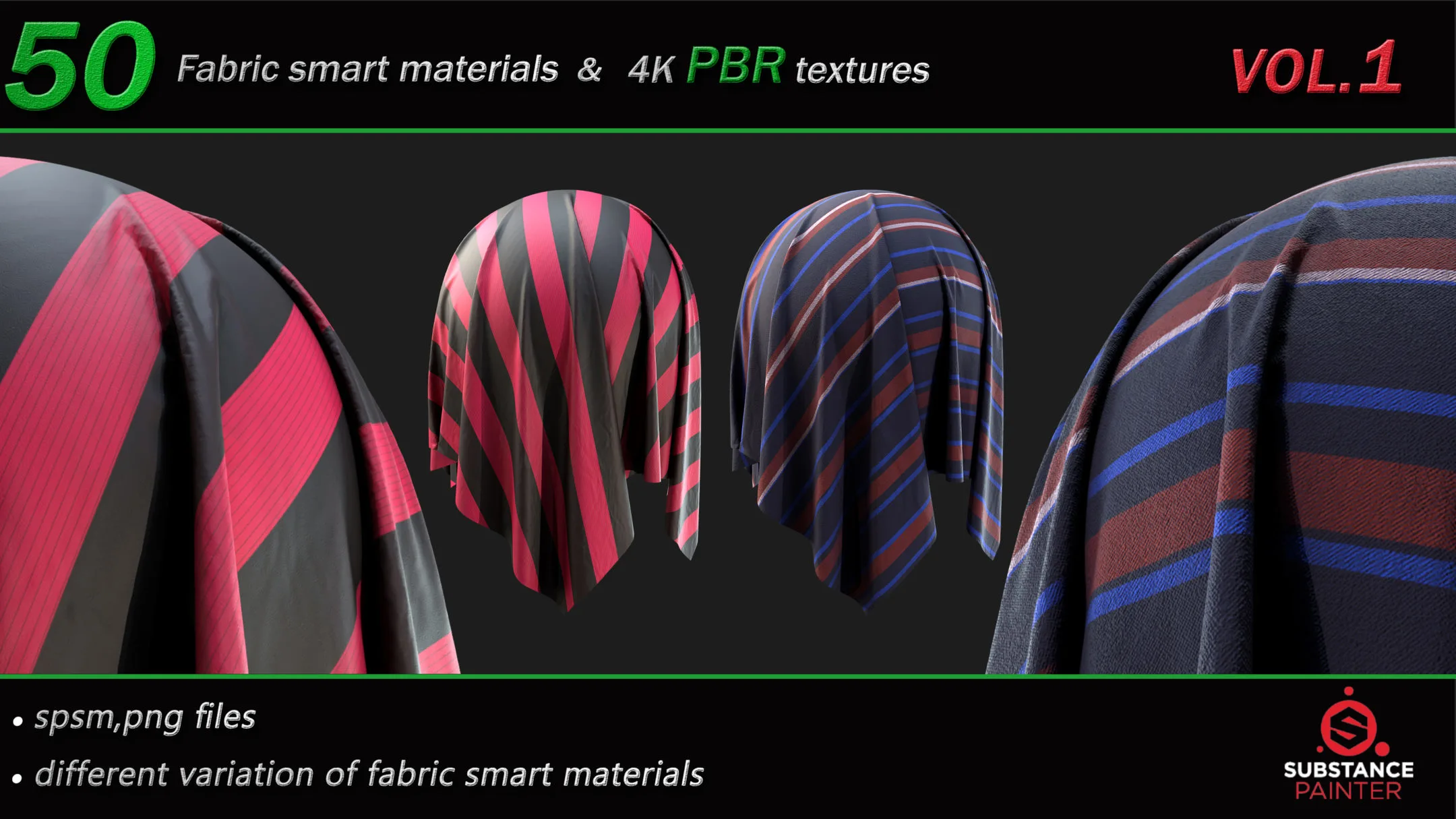 50 High Quality Fabric Smart Material Bundle + 4K PBR Texture_VOL.1