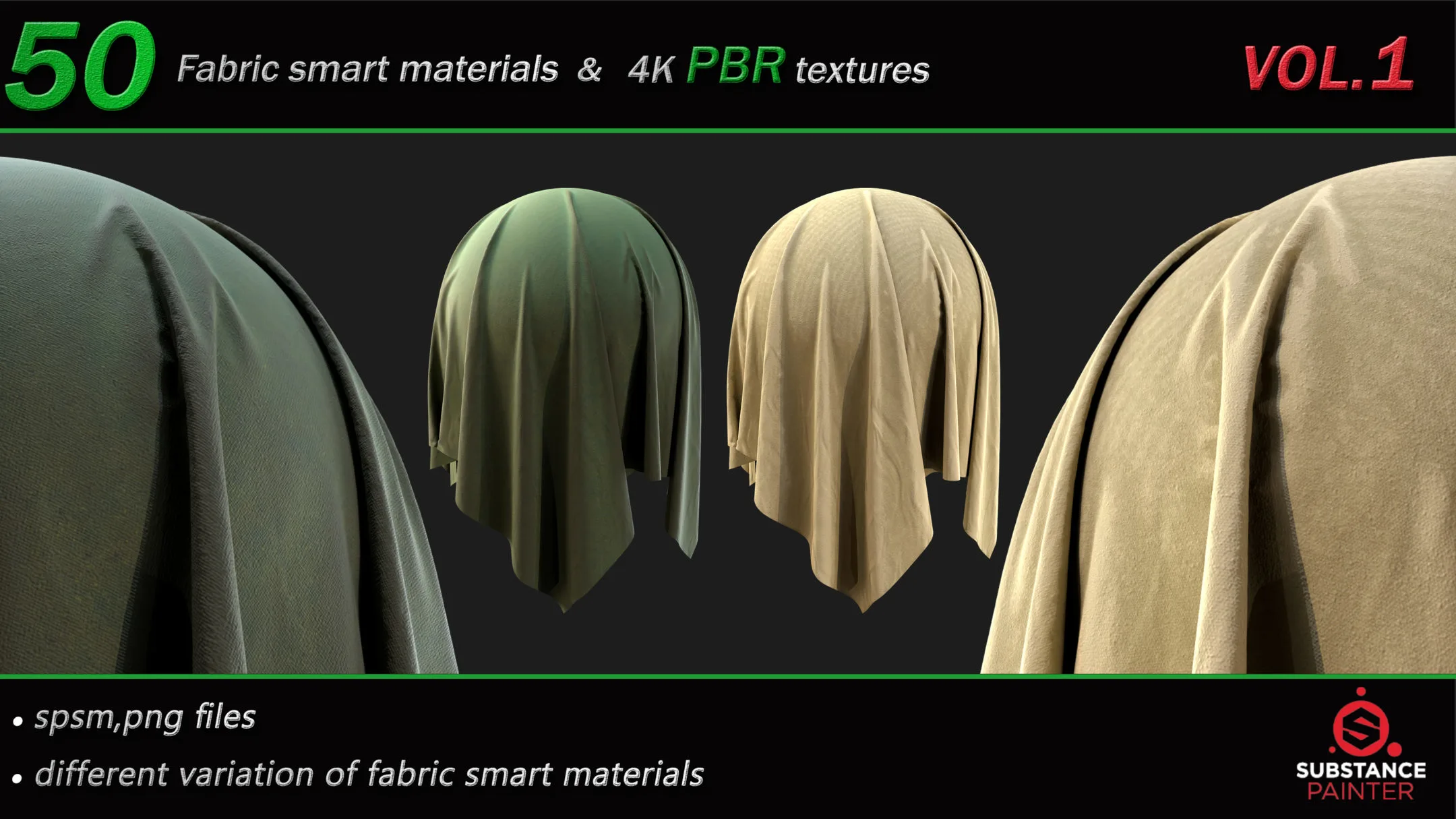 50 High Quality Fabric Smart Material Bundle + 4K PBR Texture_VOL.1
