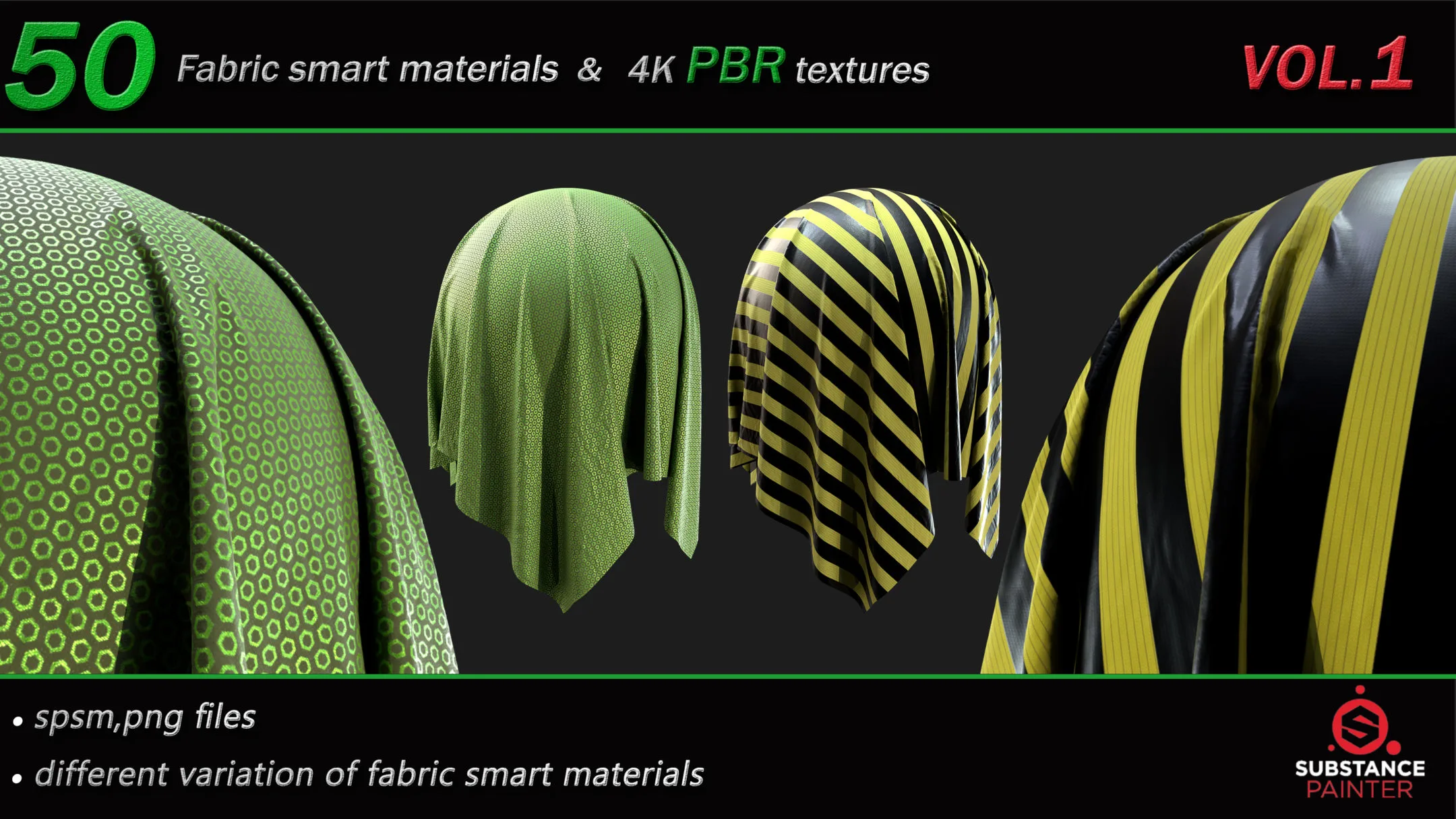 50 High Quality Fabric Smart Material Bundle + 4K PBR Texture_VOL.1