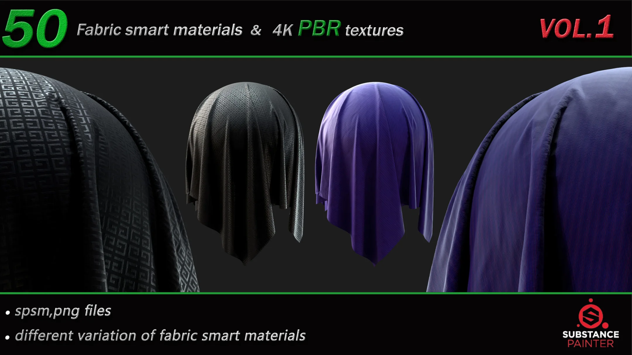 50 High Quality Fabric Smart Material Bundle + 4K PBR Texture_VOL.1