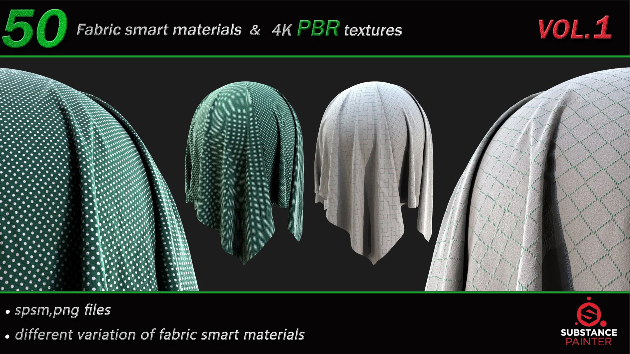 50 High Quality Fabric Smart Material Bundle + 4K PBR Texture_VOL.1