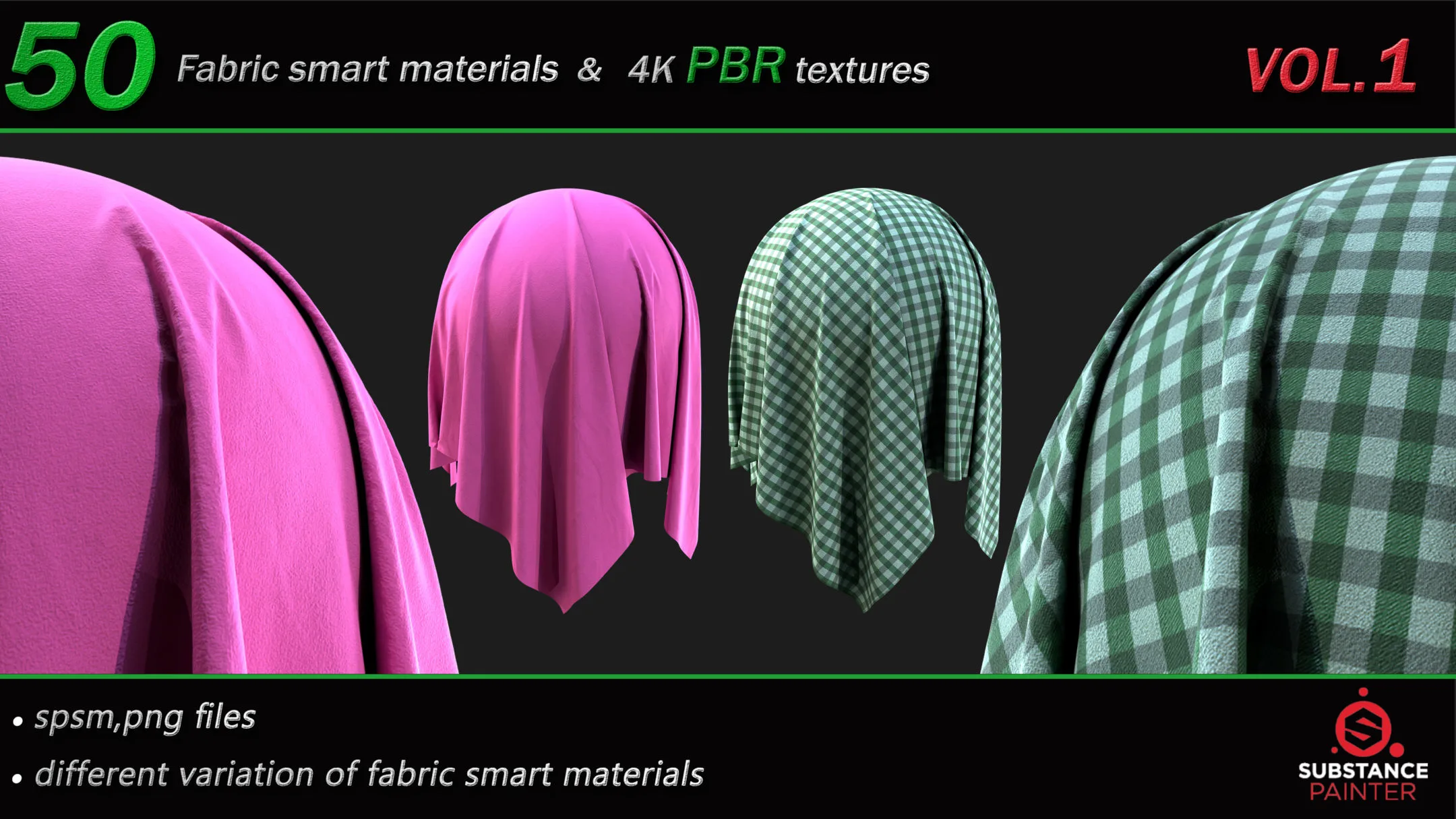 50 High Quality Fabric Smart Material Bundle + 4K PBR Texture_VOL.1