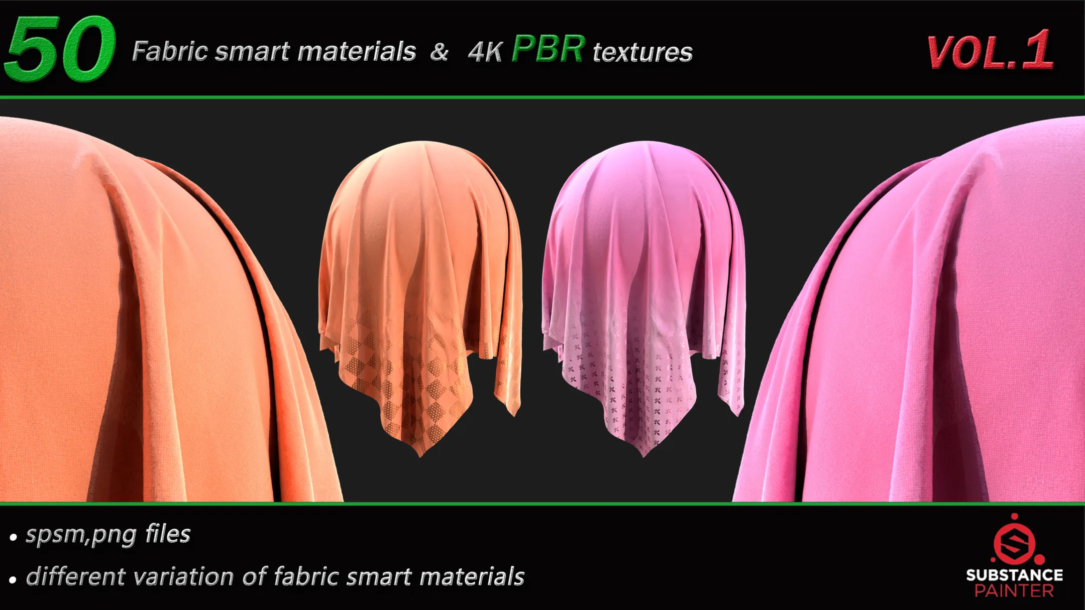 50 High Quality Fabric Smart Material Bundle + 4K PBR Texture_VOL.1