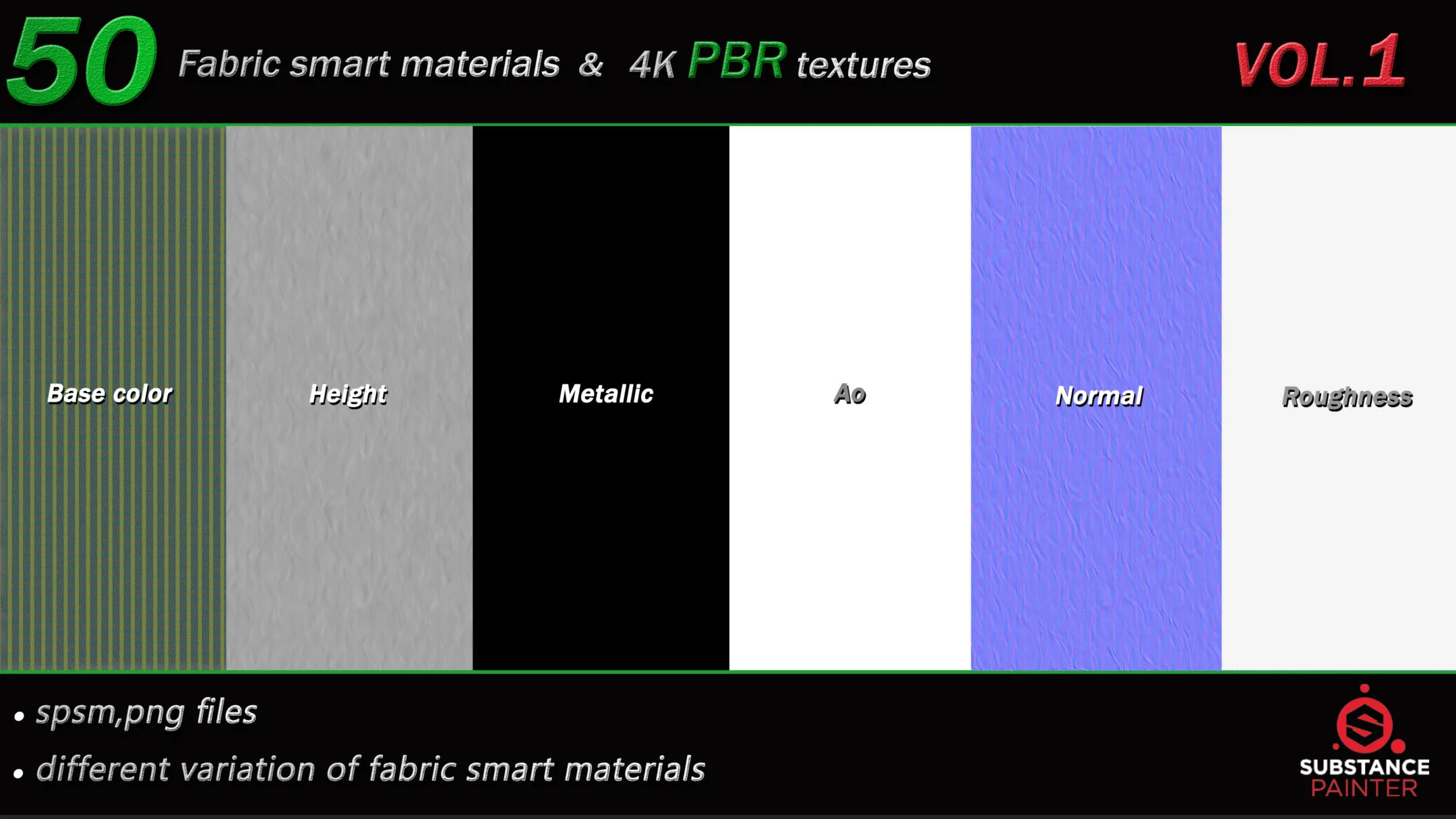 50 High Quality Fabric Smart Material Bundle + 4K PBR Texture_VOL.1