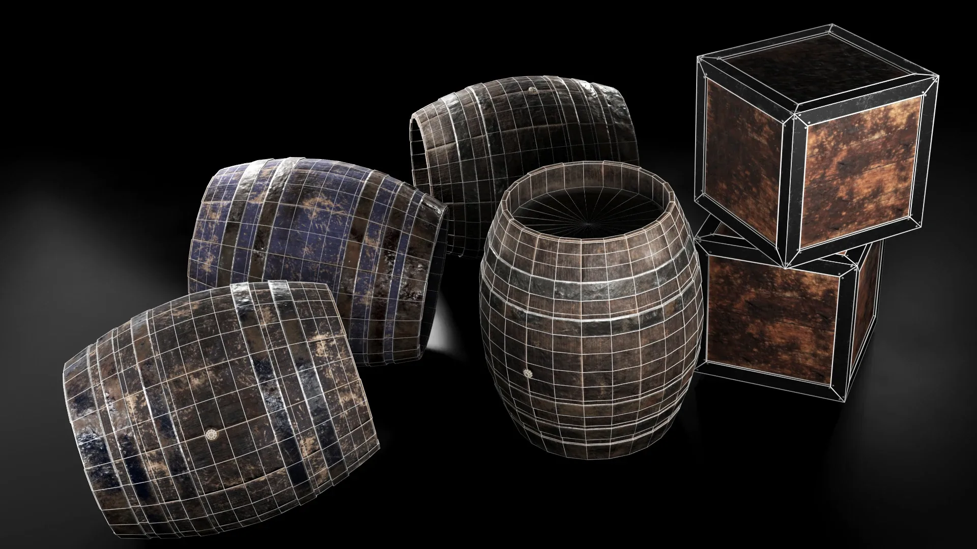 Barrels & Box Barrel 3D Model