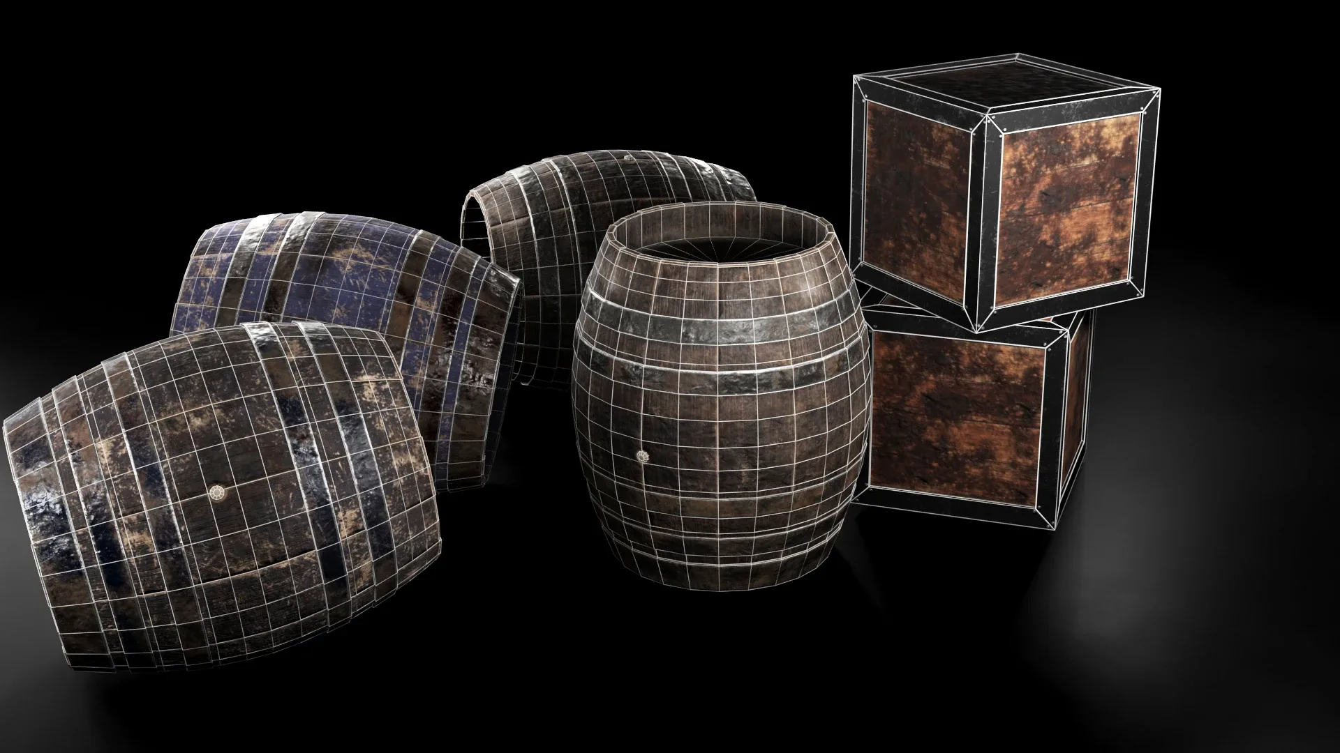 Barrels & Box Barrel 3D Model