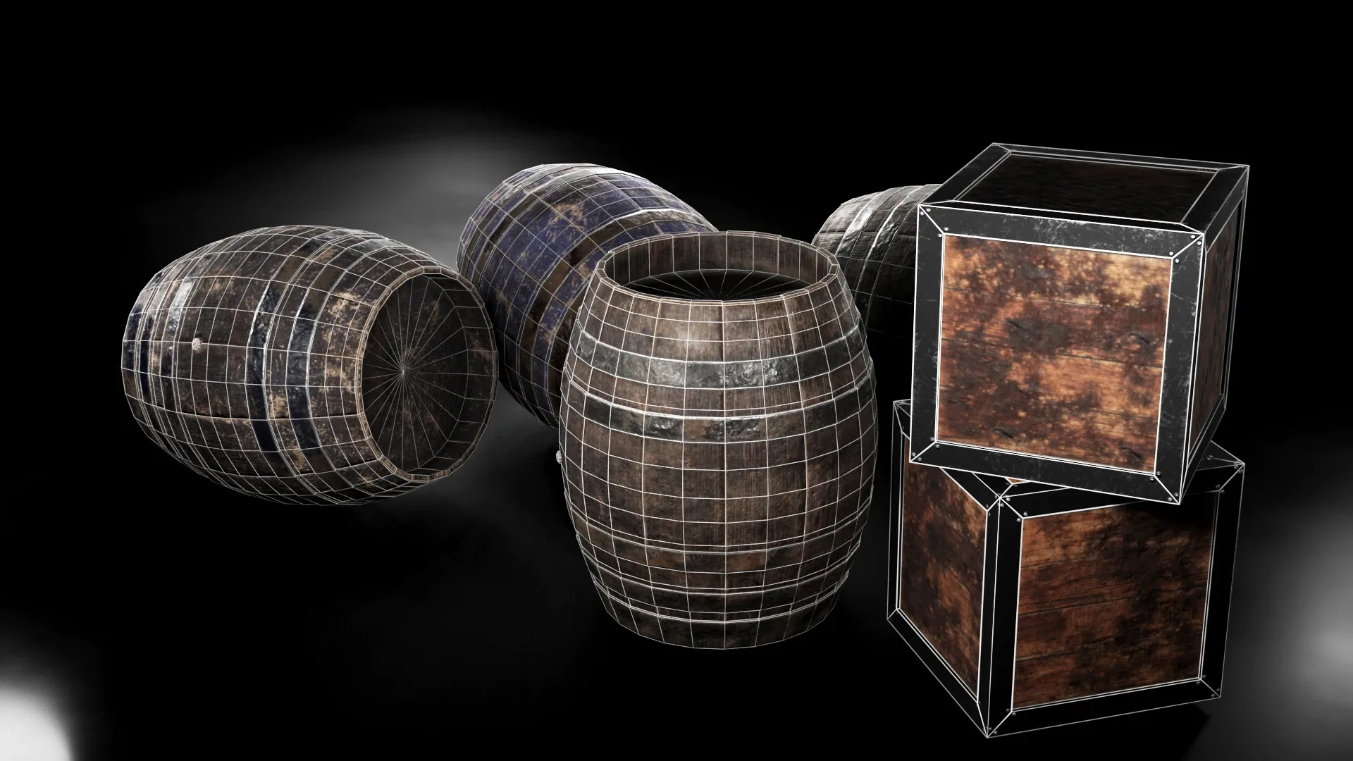 Barrels & Box Barrel 3D Model