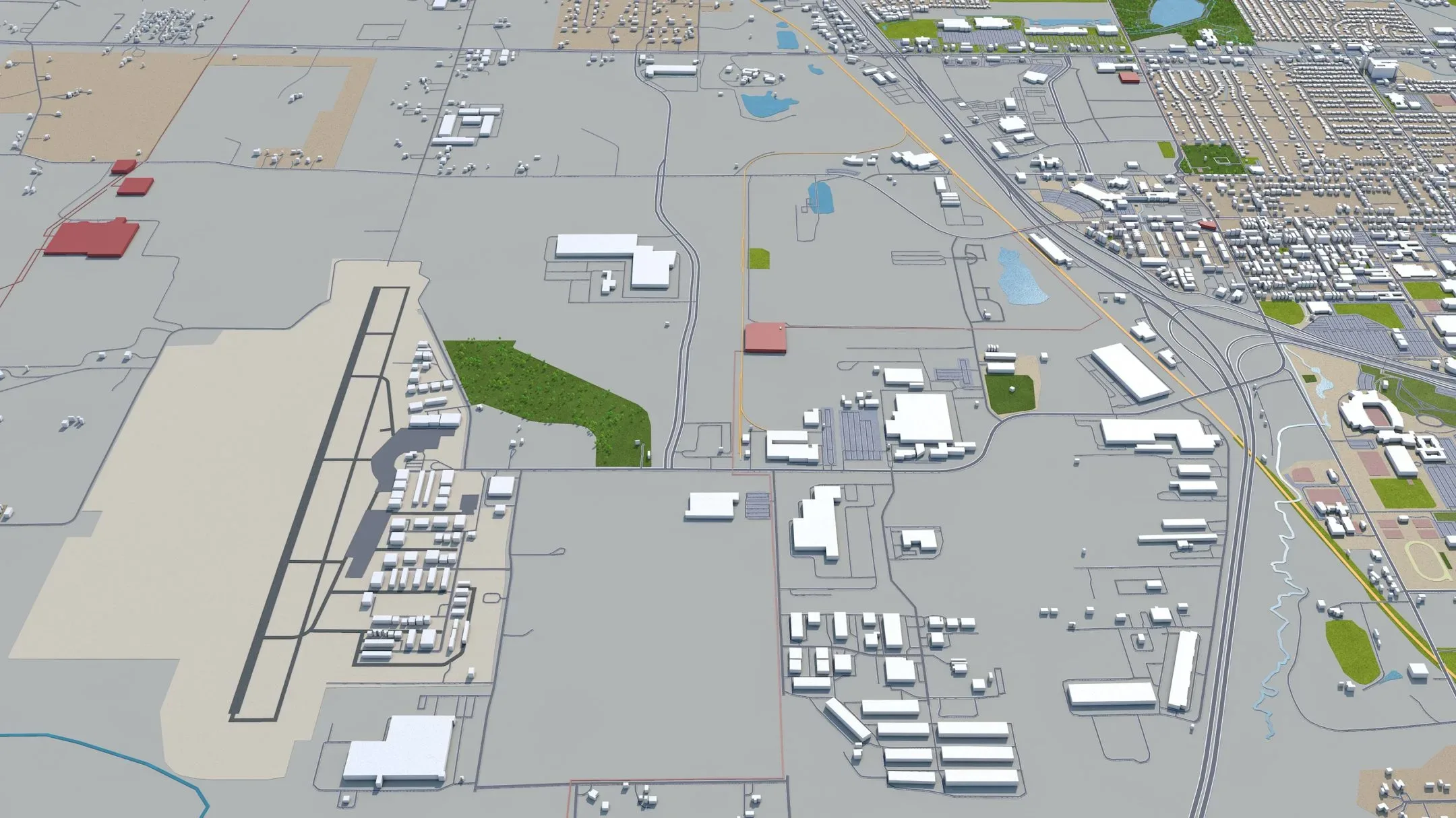 Denton city Texas USA 3d model 40km