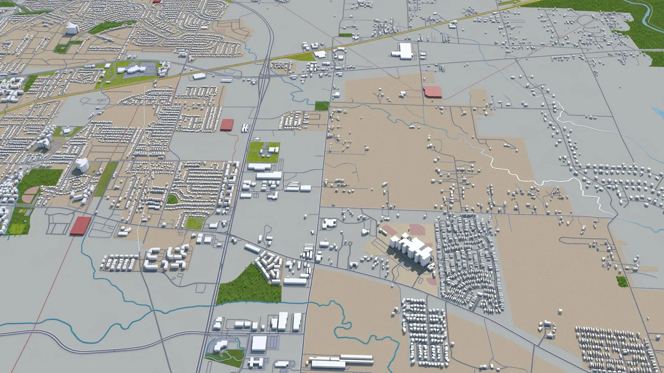 Denton city Texas USA 3d model 40km