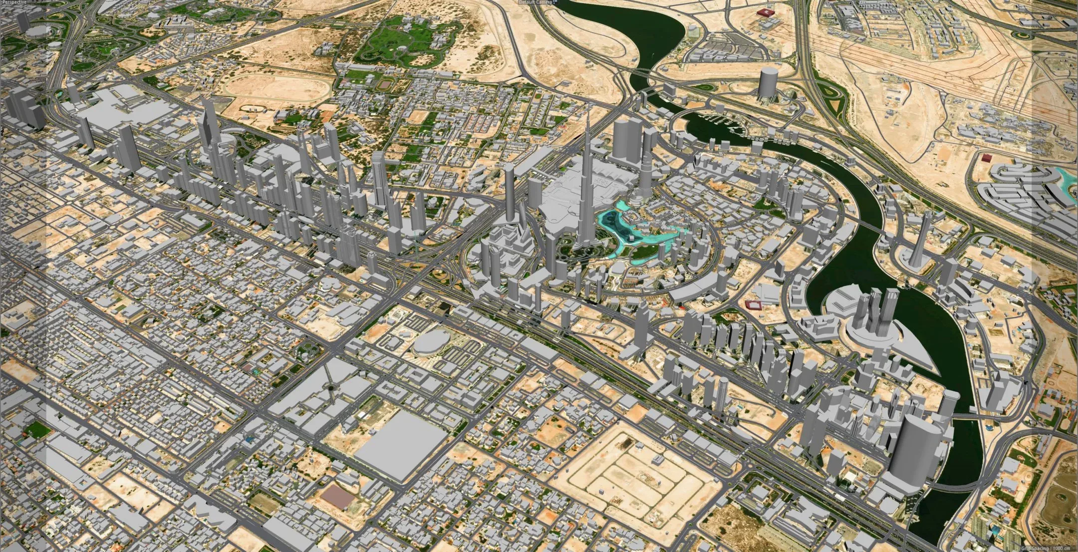 Dubai Business Bay city UAE 3d model 10km