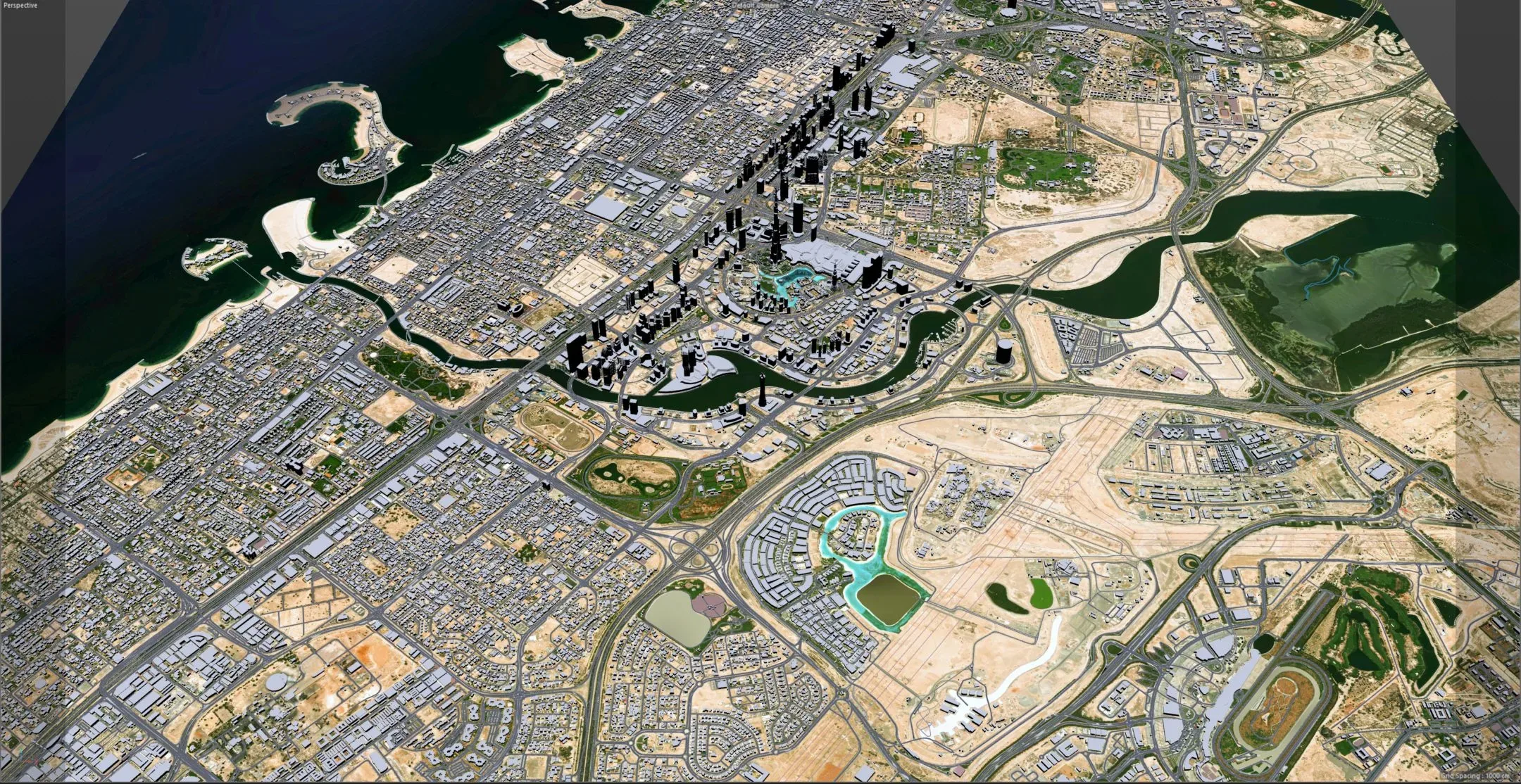 Dubai Business Bay city UAE 3d model 10km