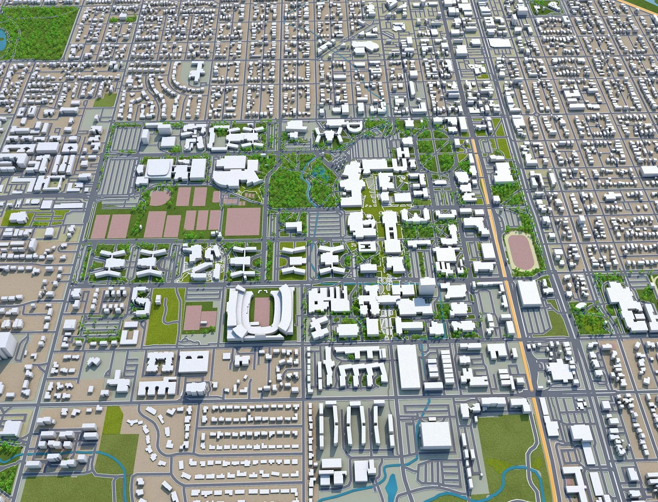 Fort Collins city Colorado USA 3d model 30km