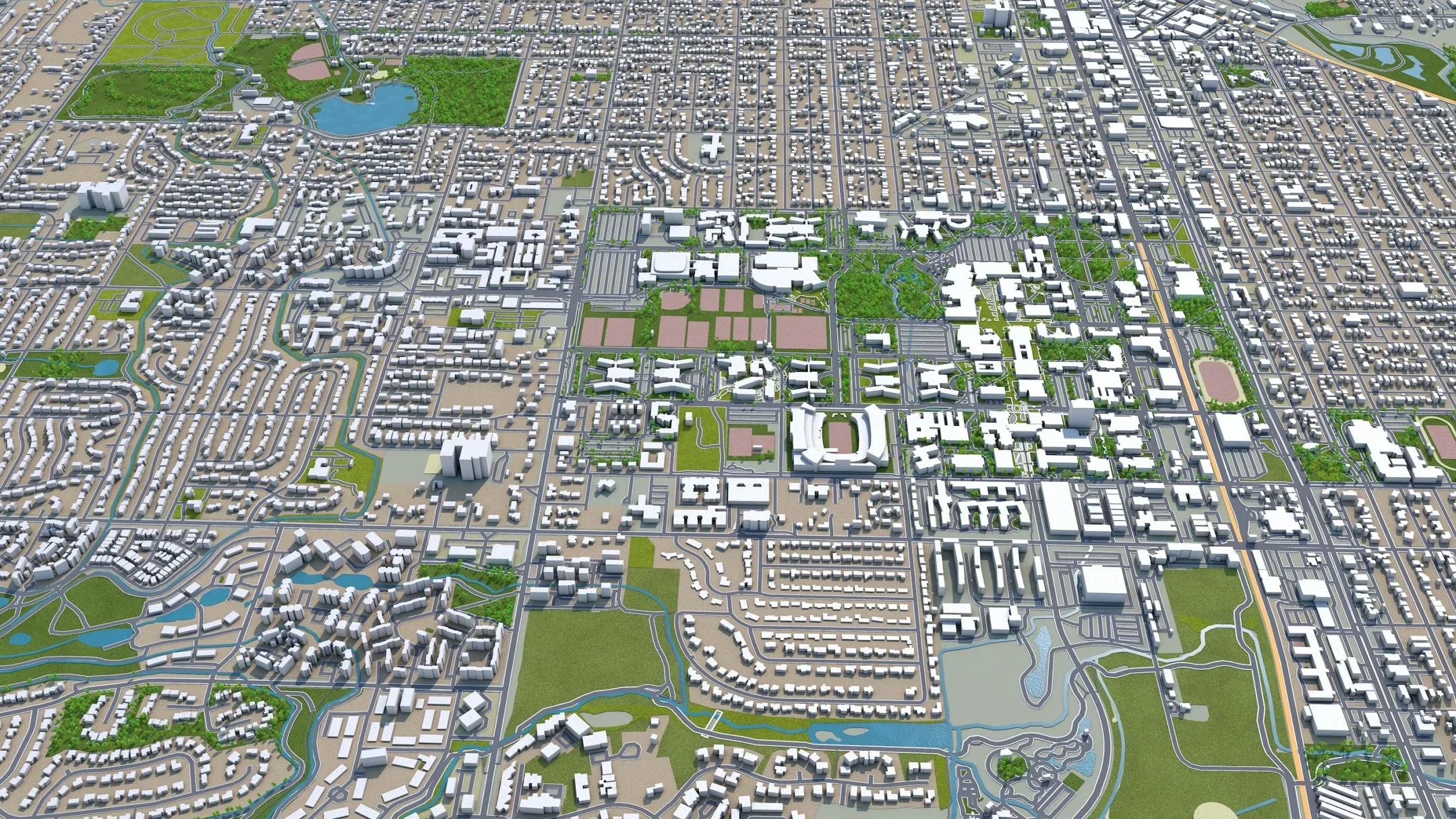 Fort Collins city Colorado USA 3d model 30km