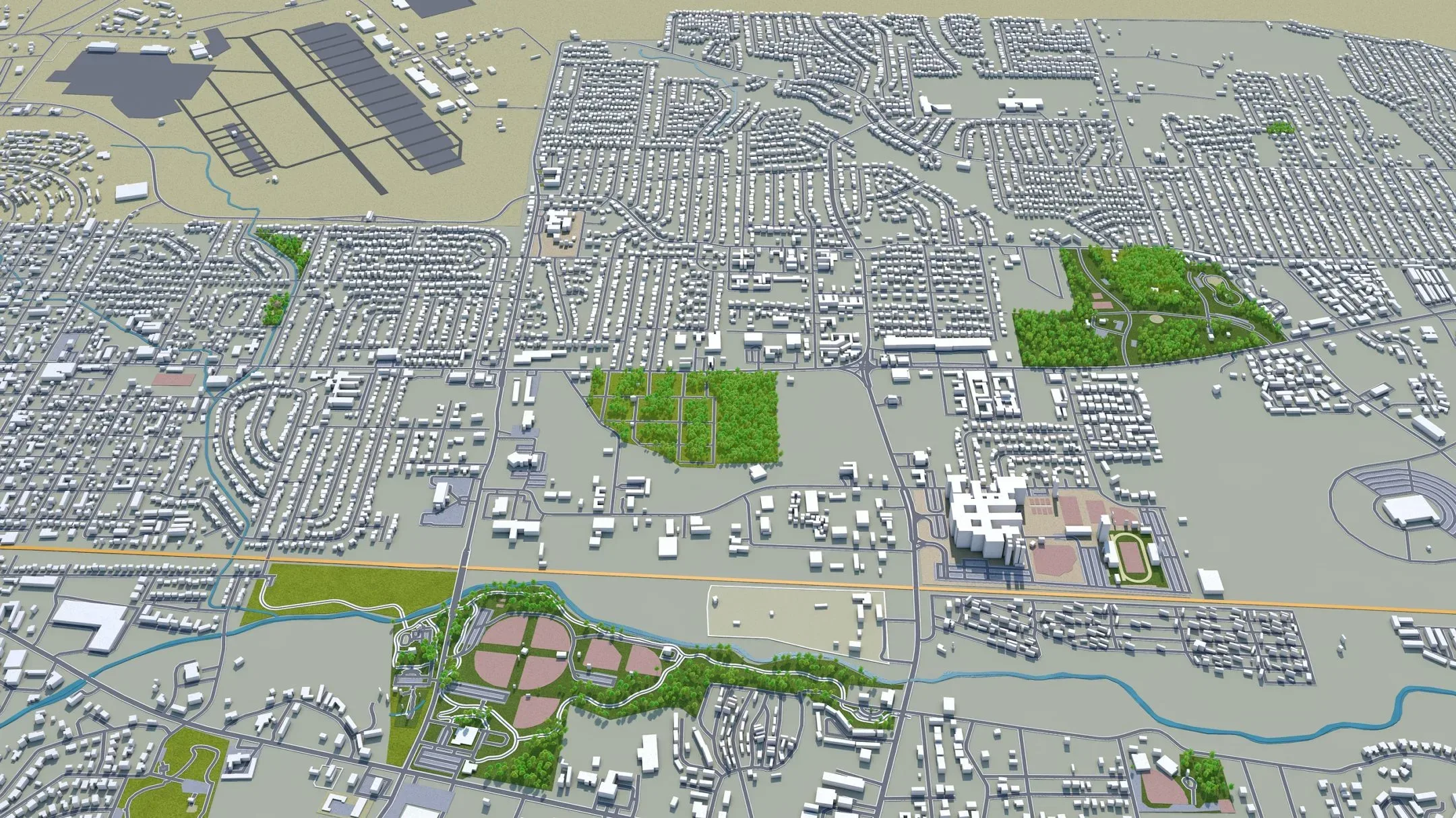 Killeen city Texas USA 3d model 25km