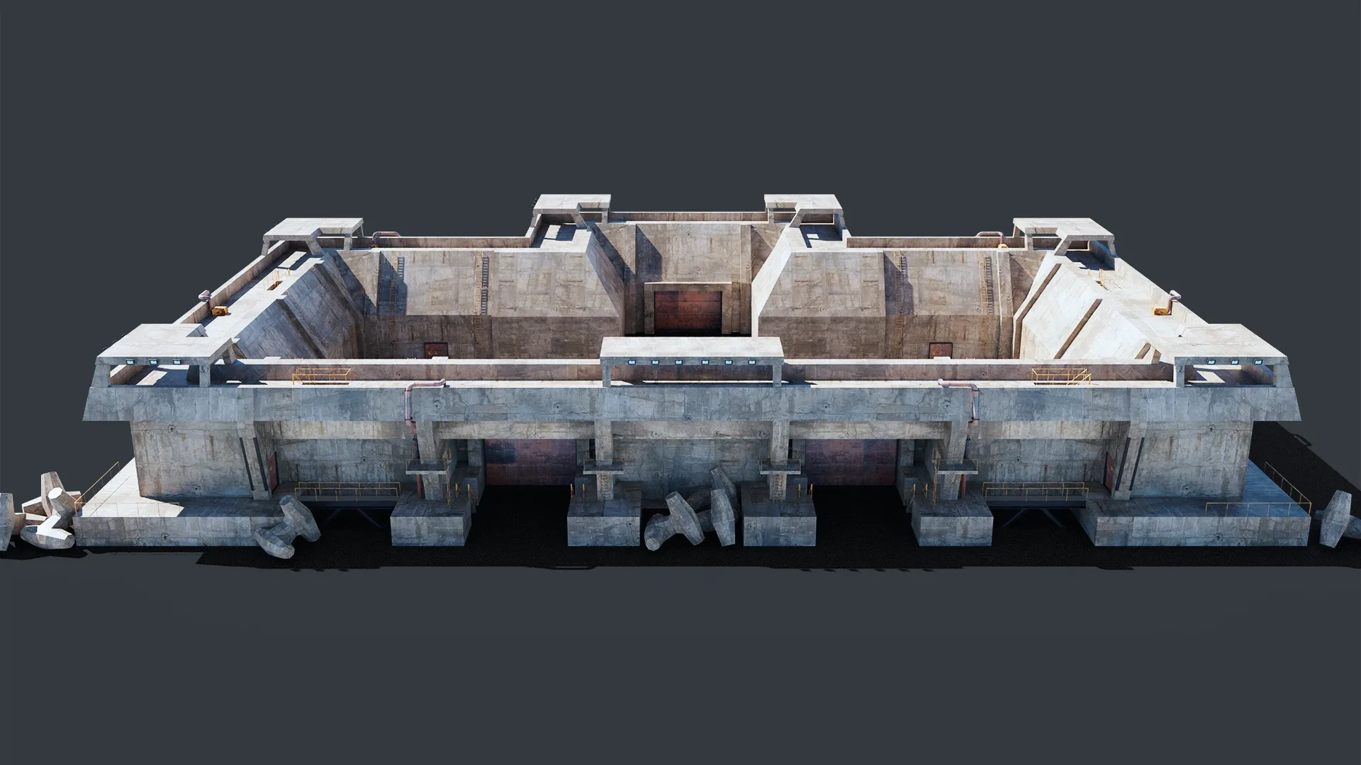 Future Fort Bunker Dystopian Military Outpost Kitbash 3D Model