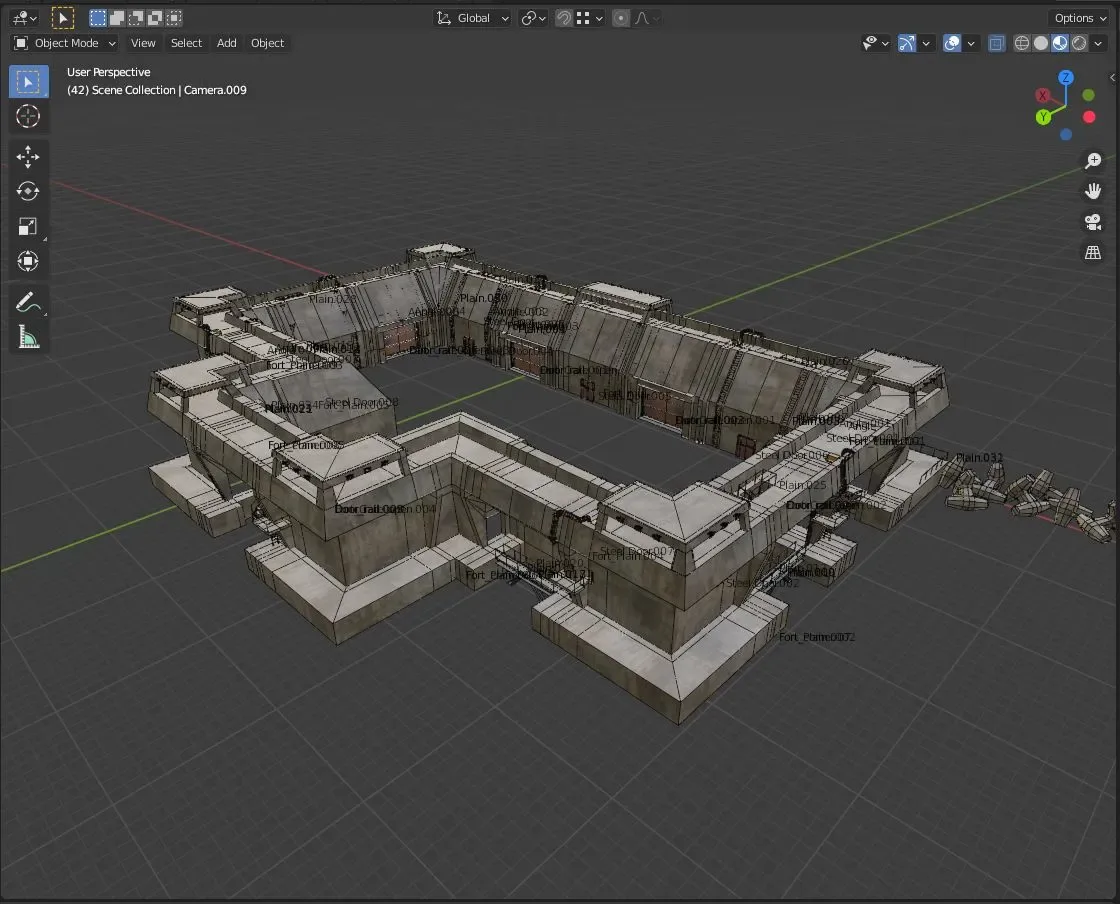 Future Fort Bunker Dystopian Military Outpost Kitbash 3D Model