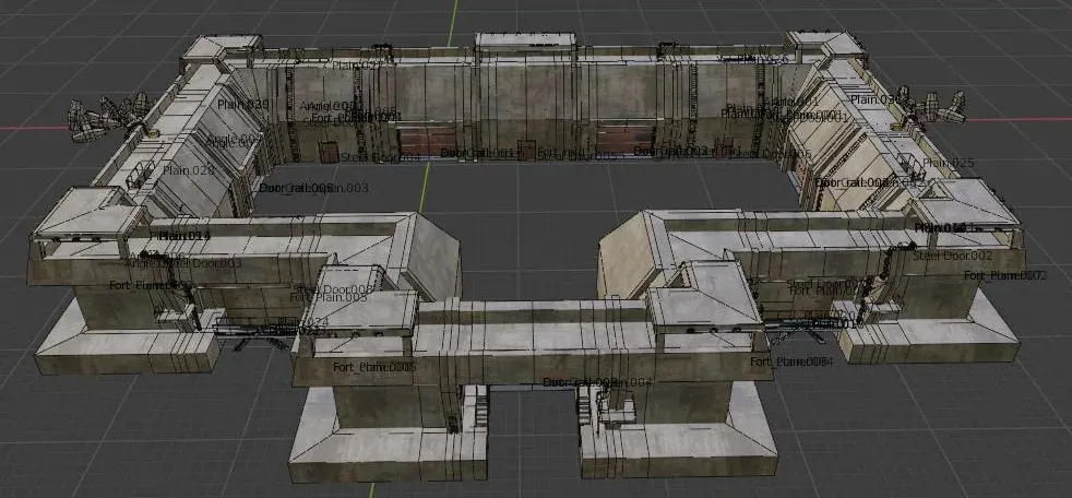 Future Fort Bunker Dystopian Military Outpost Kitbash 3D Model