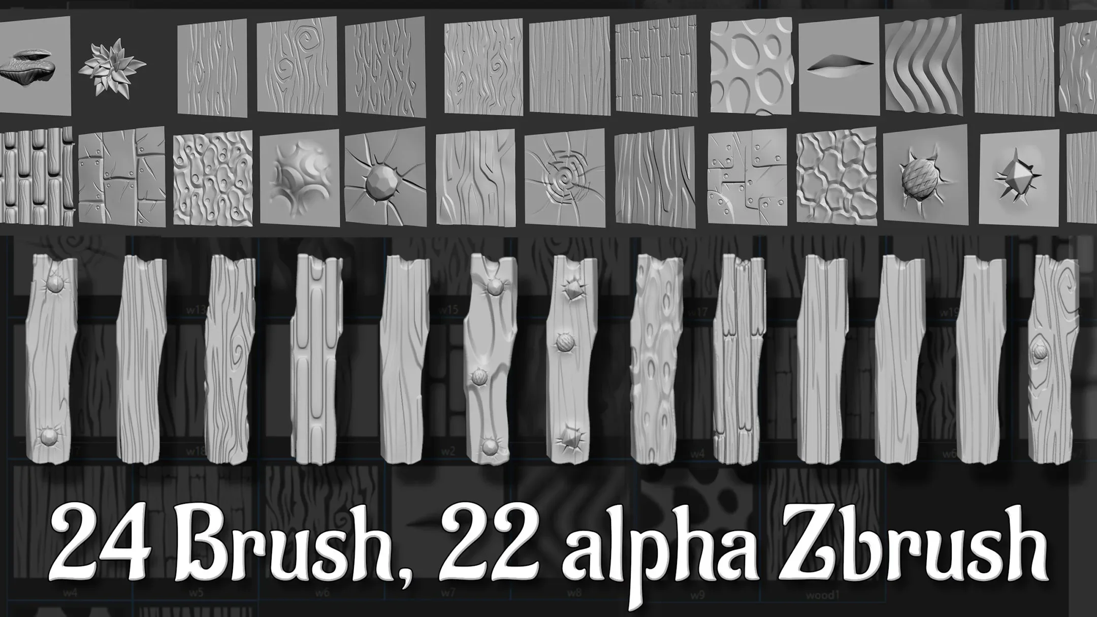 24 ZBP Brush, 22 Alpha Zbrush