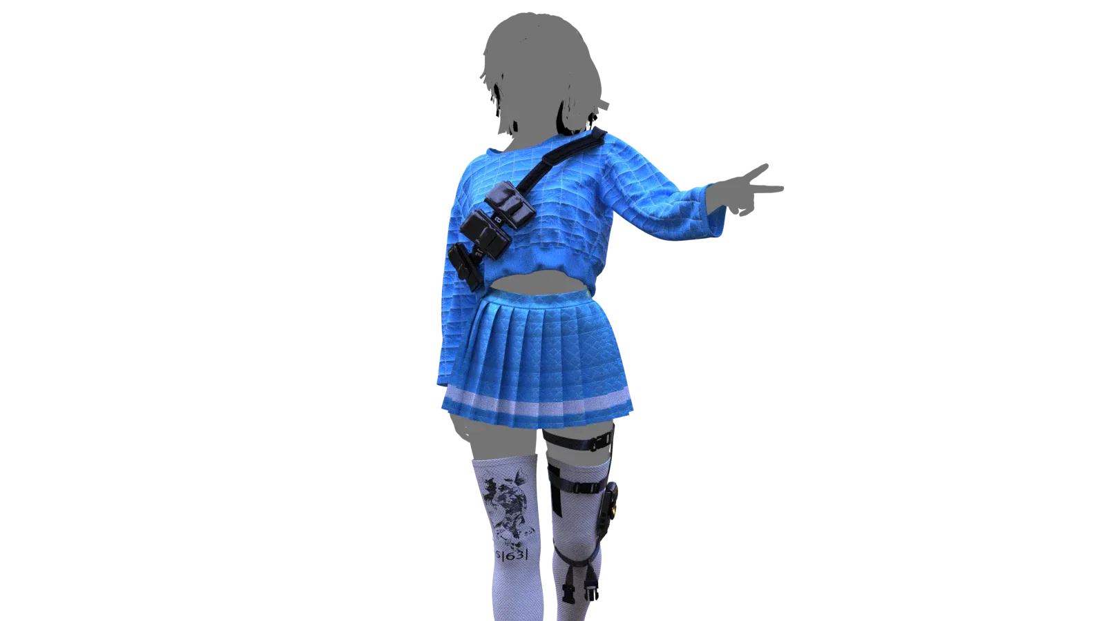 GENESIS 8 FEMALE: Stylized Cyberpunk Japanese School Uniform| CLO3D| MD PROJECT: +OBJ +FBX