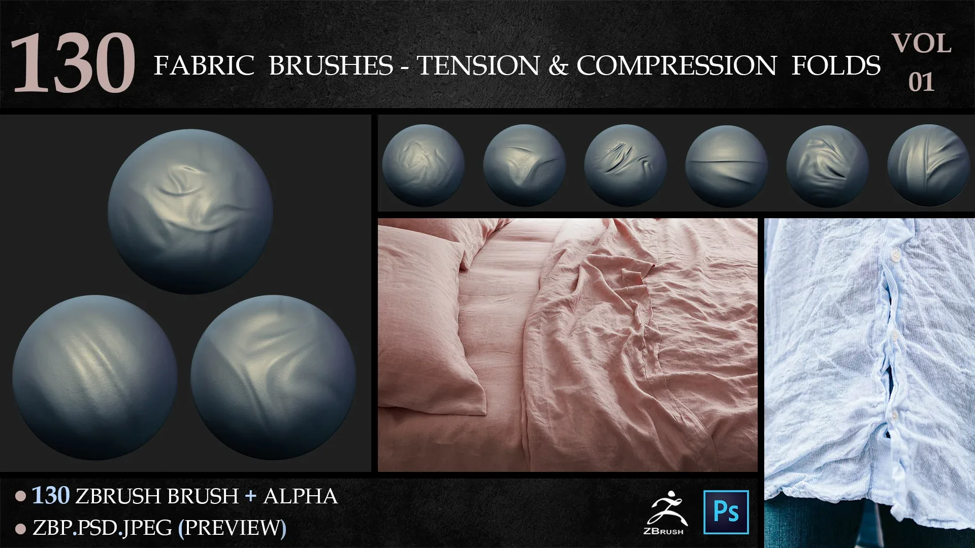 130 Fabric Brushes - Tension & Compression Folds